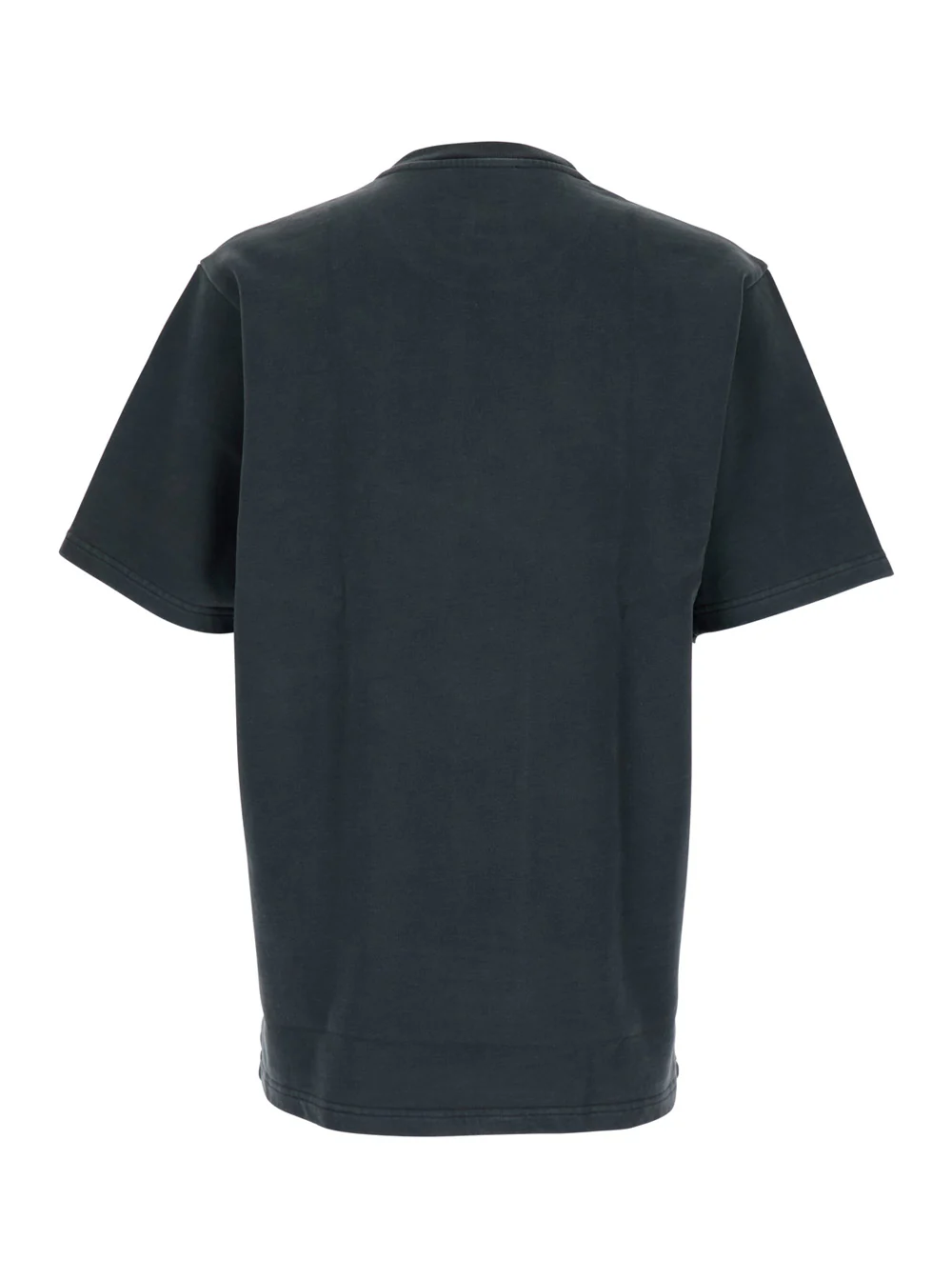 Dolce & Gabbana Dark Grey Crewneck T-Shirt with Logo Lettering Print on the Front in Cotton Man Tshirts And Polo Shirts
