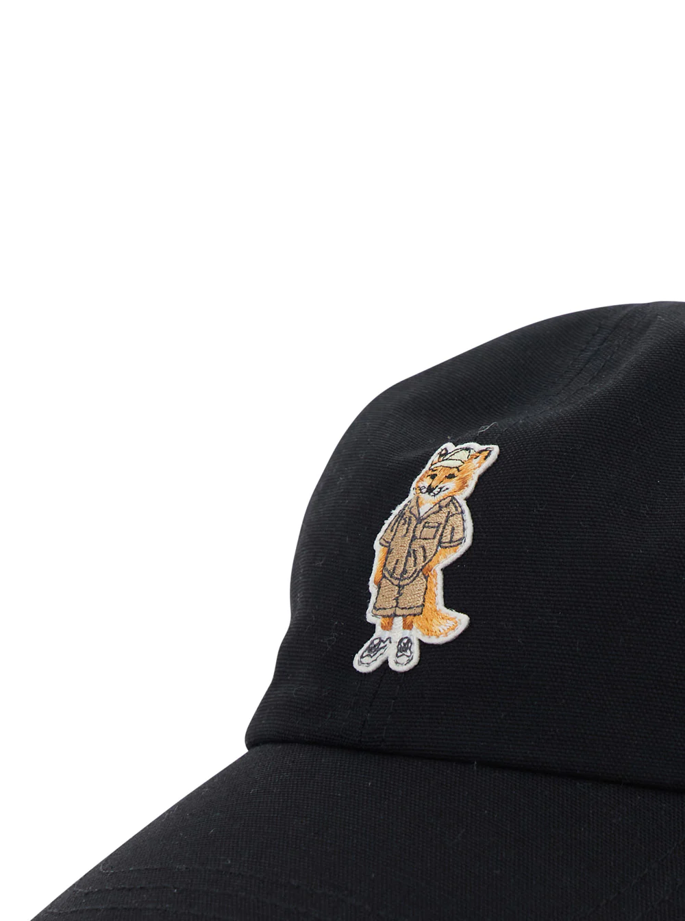Maison Kitsuné Dressed Fox Cap - Black With Embroidered Logo On The Front Made Of Cotton Unisex Hats And Gloves