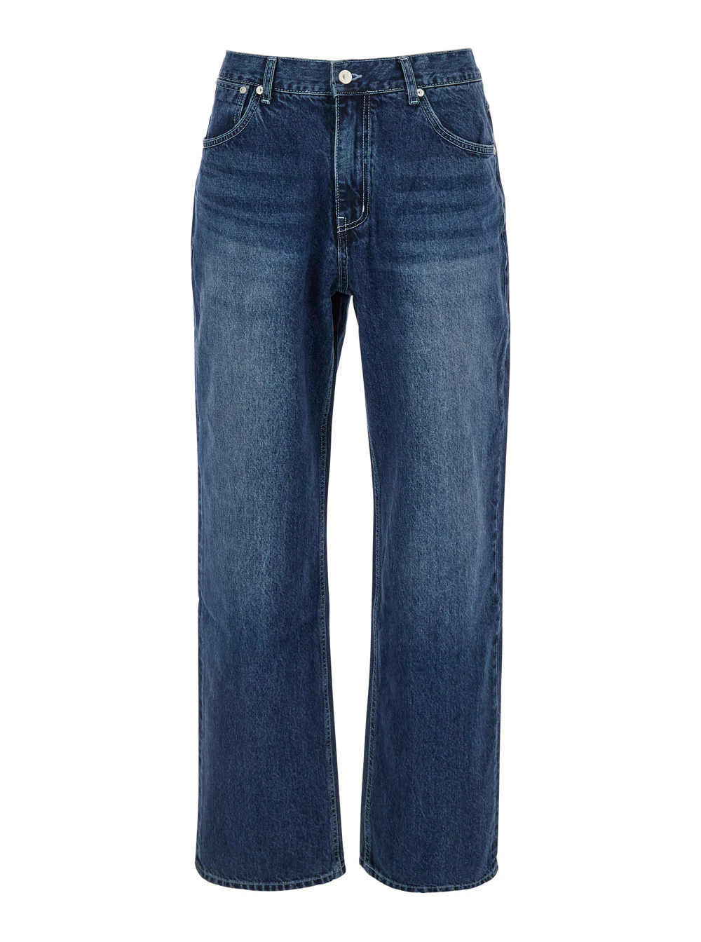 After Pray Essentia Blue Jeans with Logo Patch on the Rear in Denim Man Blu Cotton