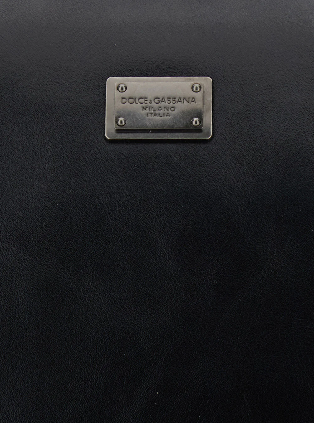 Dolce & Gabbana Black Shoulder Bag Vittoria with Logo Plate on the Front and Two Leather Straps for Men Calf Pvc