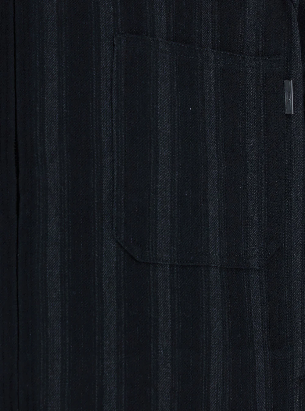 Juun.J Black Jacket with Classic Collar and All-Over Stirped Motif in Wool Cotton Blend Man Outerwear