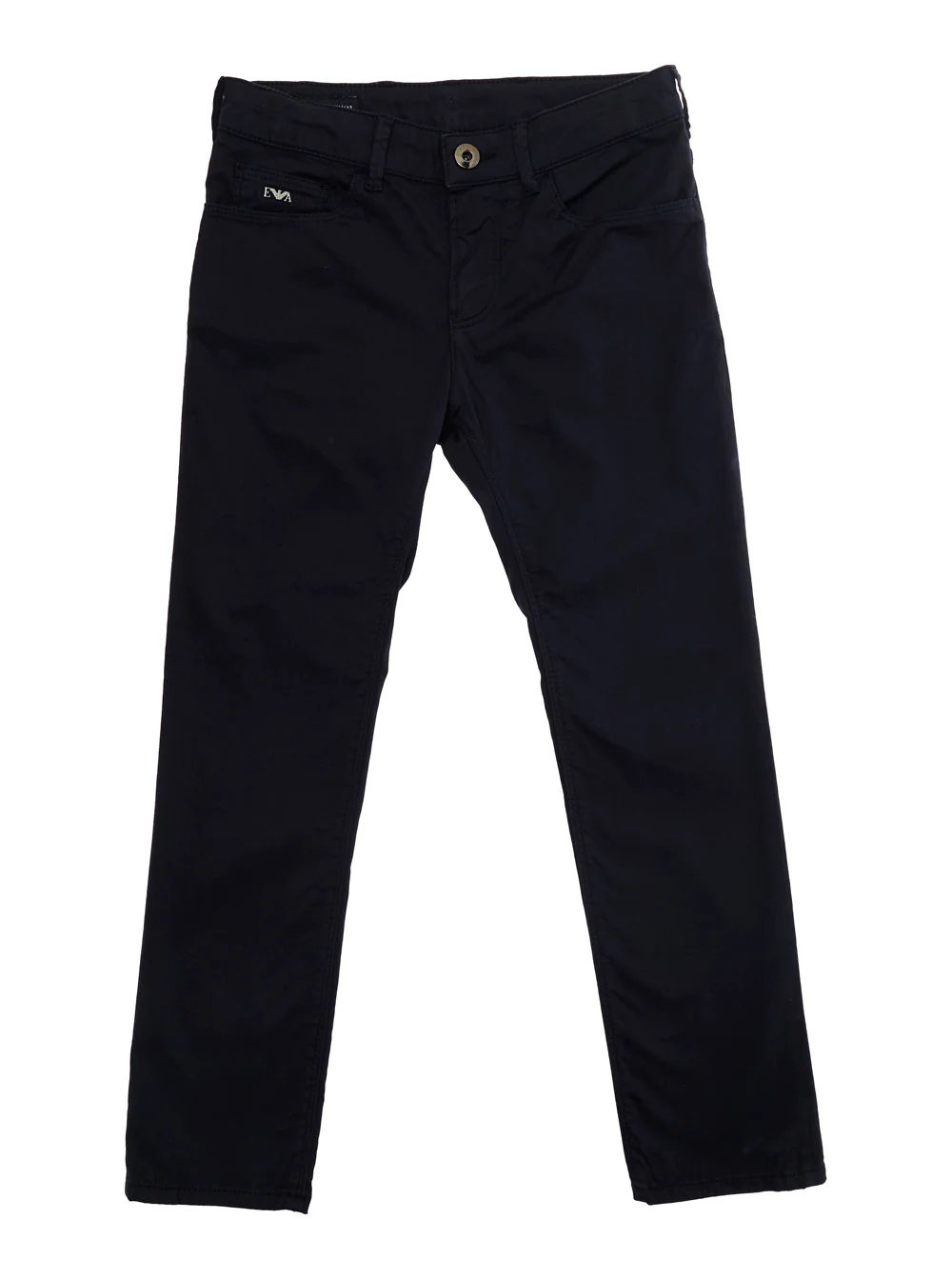 Emporio Armani Kids Black Five-Pocket Pants with Logo Patch on the Back in Cotton for Kids Trousers