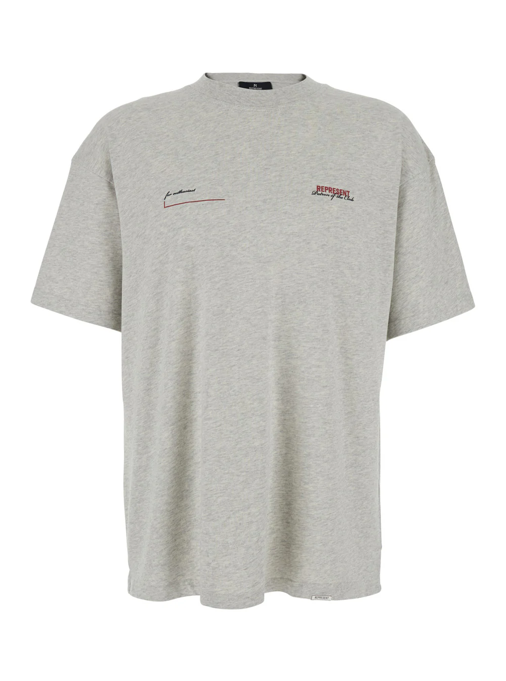 Represent T-Shirt Patron of the Club Gray with Front and Back Logo Print in Mens Cotton Grey Tshirts Polo Shirts
