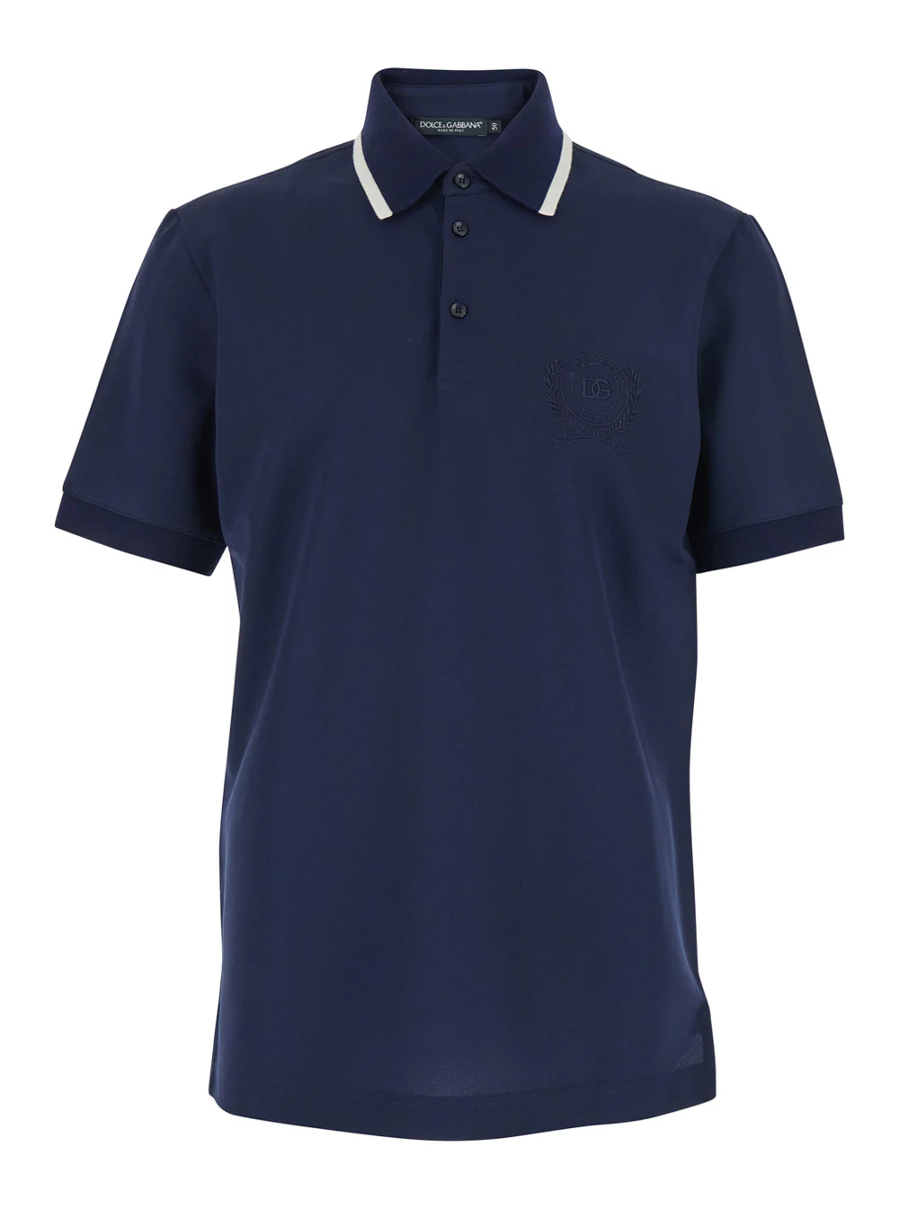 Dolce & Gabbana Blue Polo Shirt with Logo on the Front in Tech Fabric for Men Blu Polyester Tshirts And