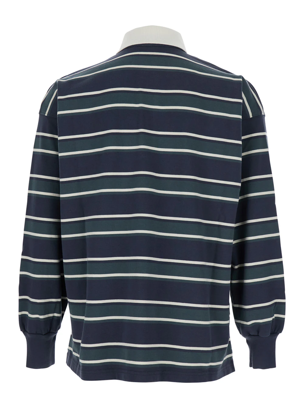 Autry Blue Polo Shirt with Classic Collar and All-Over Striped Motif in Cotton Man Blu Tshirts