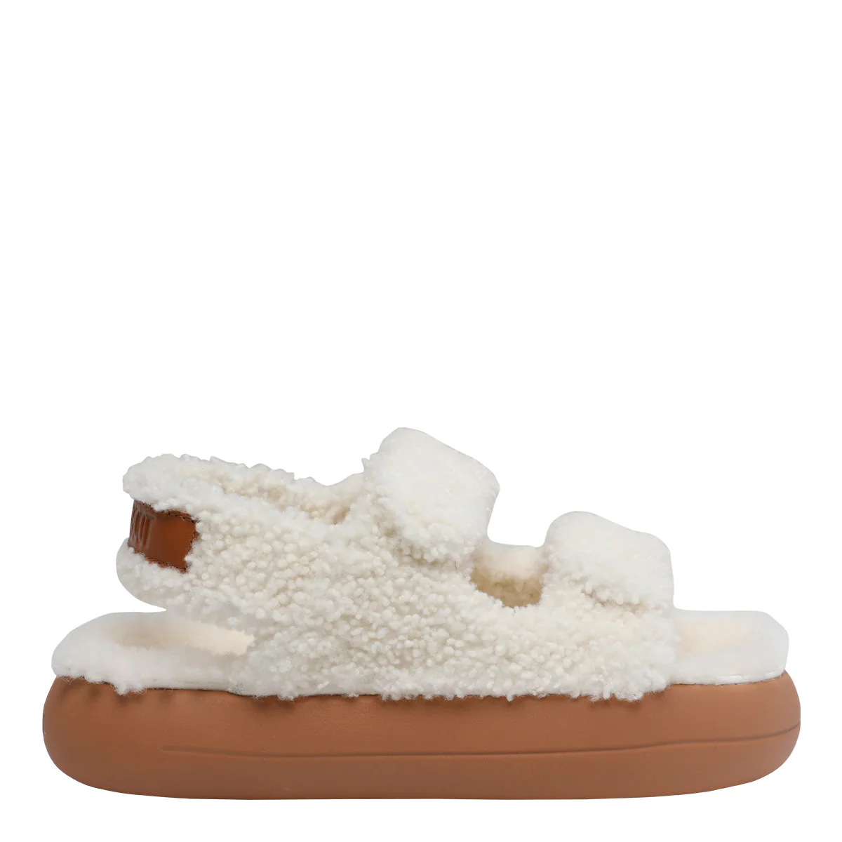 Moon Boot Sandals White Shearling/rubber Sole