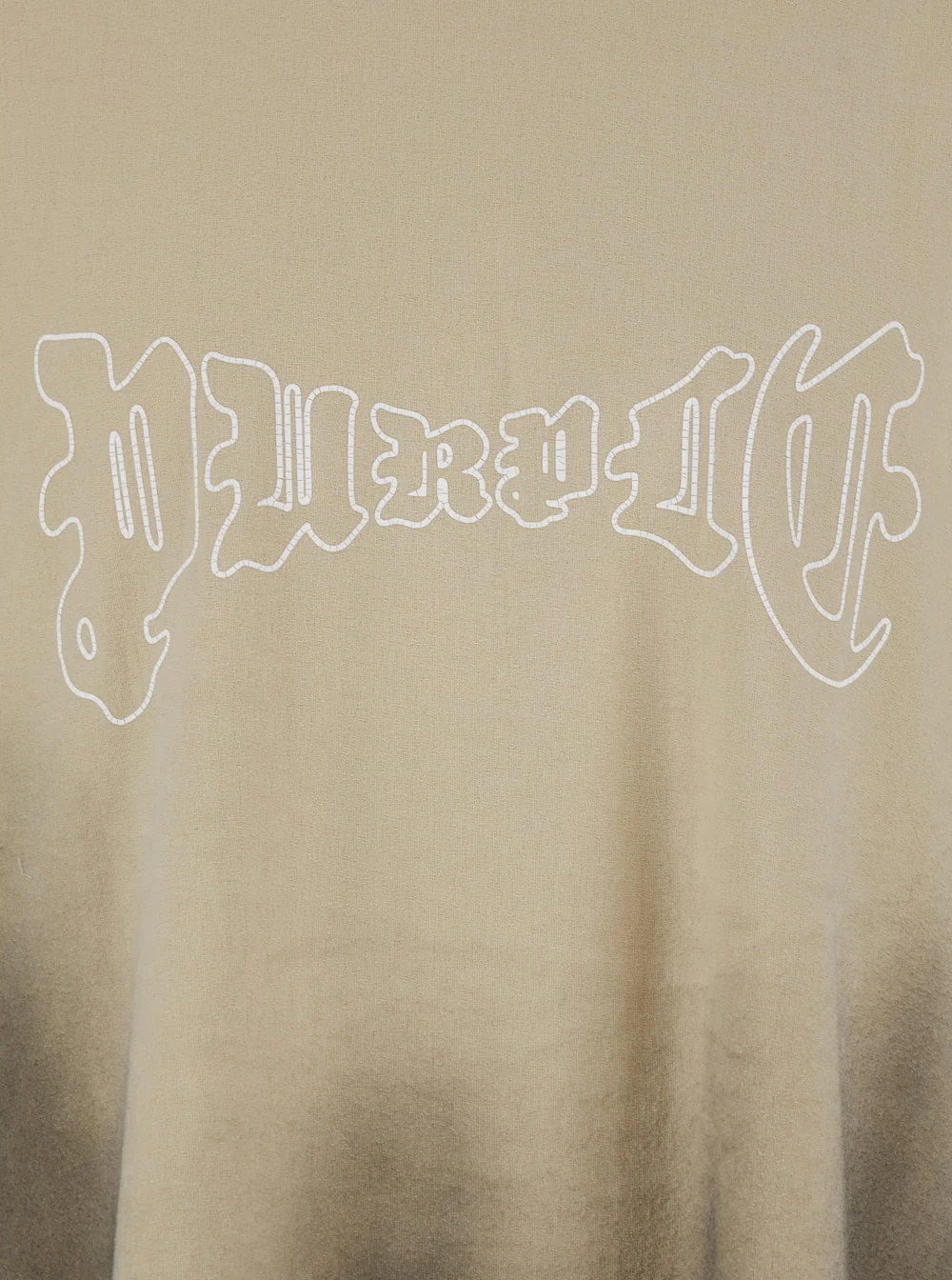 Purple Brand Beige Crewneck T-Shirt with Logo Print on the Front and Faded Effect in Cotton Man Tshirts Polo Shirts