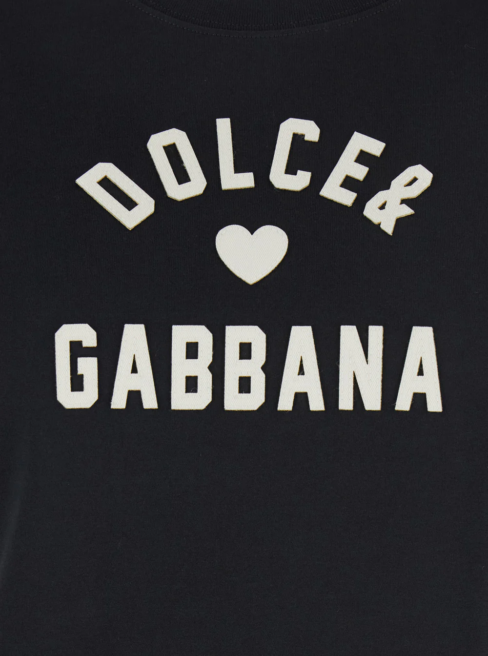 Dolce & Gabbana Black Crewneck T-Shirt with Maxi Logo Lettering on the Front in Cotton Woman Tshirts And Polo Shirts