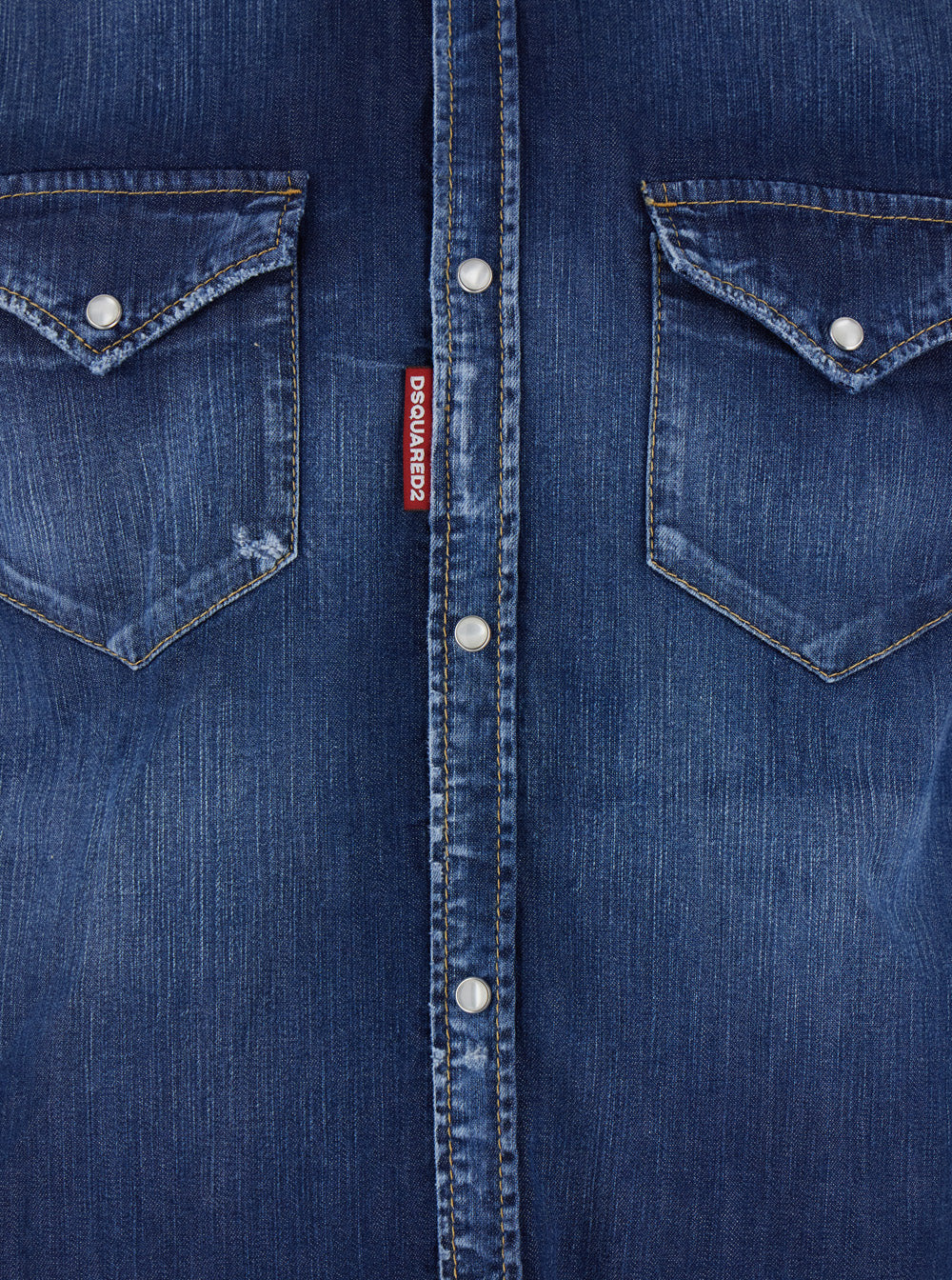 Dsquared2 Classic Collar Shirt with Two Front Pockets in Blue Denim for Men Blu Cotton Elastane And Blouses