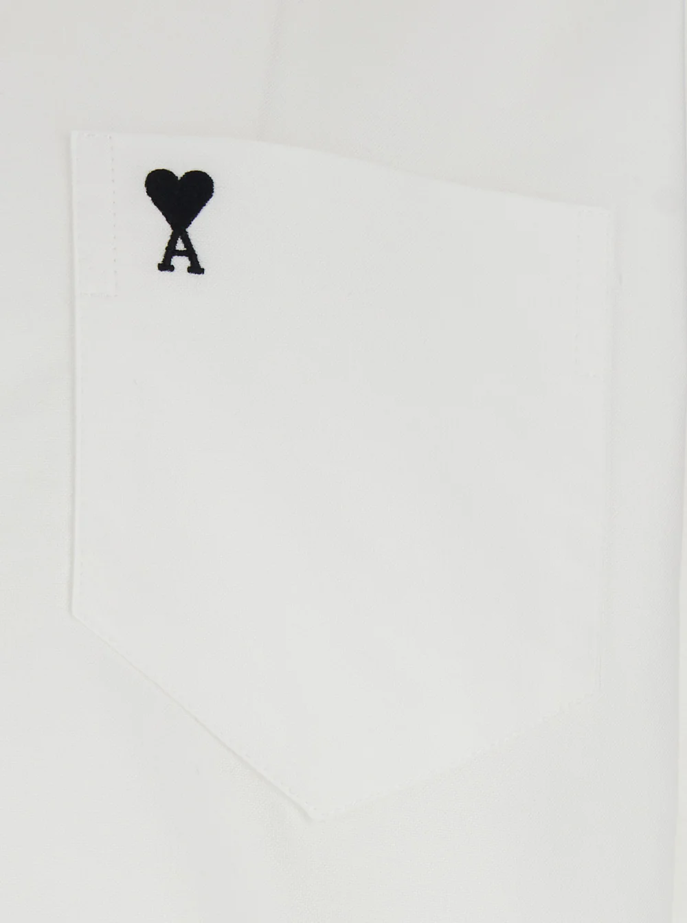 AMI Paris White Shirt with ADC Logo on the Front in Cotton Man And Blouses