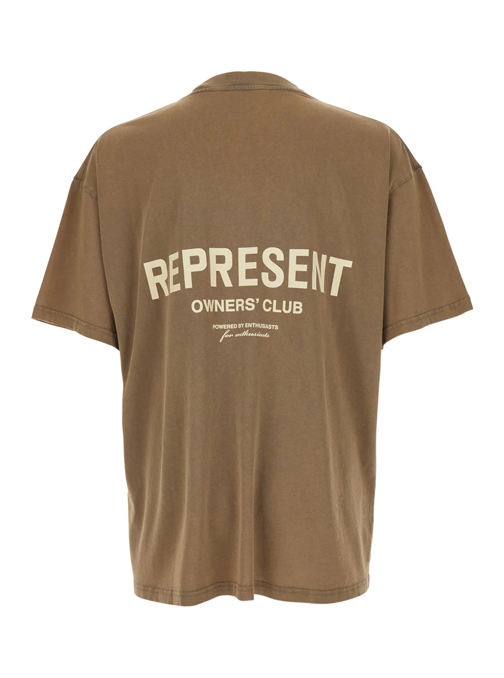 Represent Brown T-Shirt with Logo on the Front and Maxi Back in Cotton for Men Tshirts Polo Shirts
