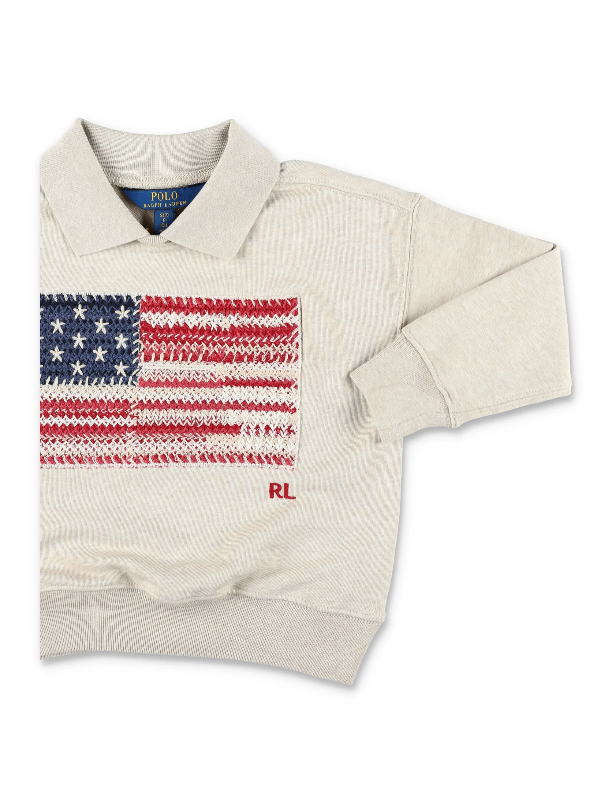 Polo Ralph Lauren Flag Kids Sweatshirt Beige Cotton