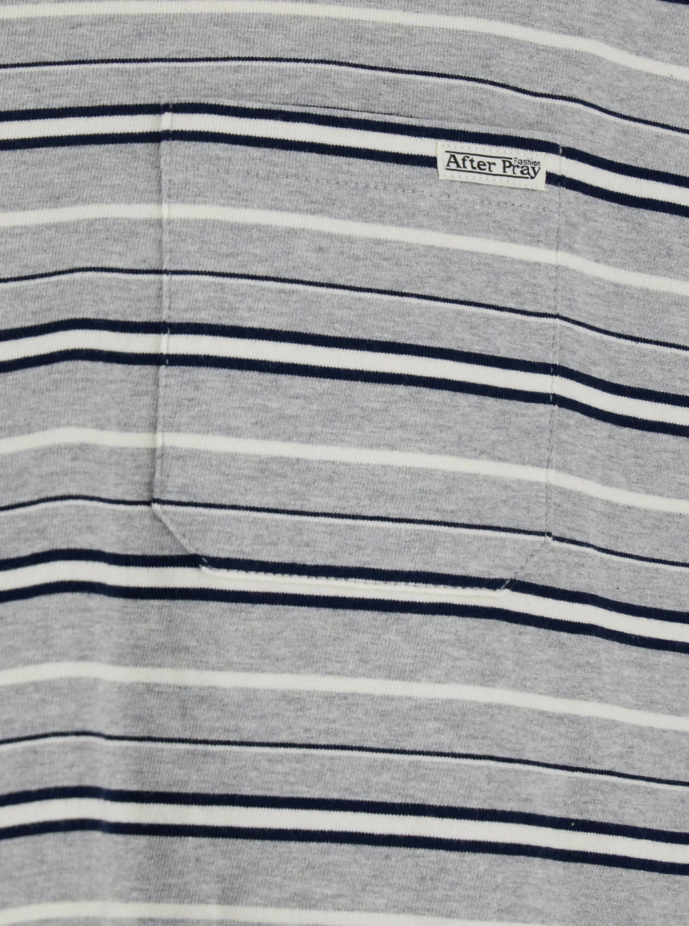 After Pray Grey Crewneck T-Shirt with All-Over Striped Motif in Cotton Man Tshirts And Polo Shirts