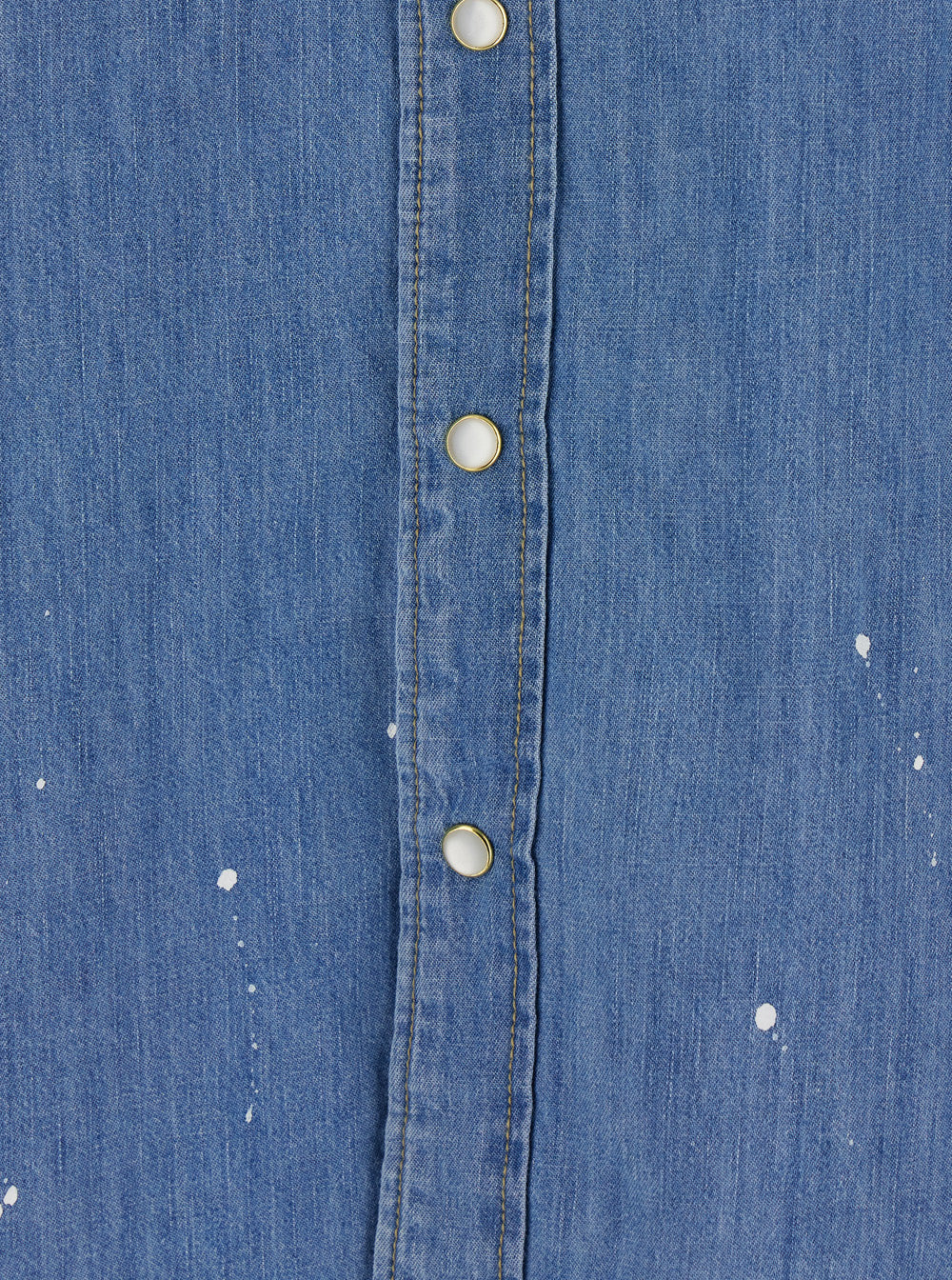 Tonywack Light Blue Shirt with Classic Collar and All-Over Hand Painted Details in Denim Man Blu Cotton Blouses
