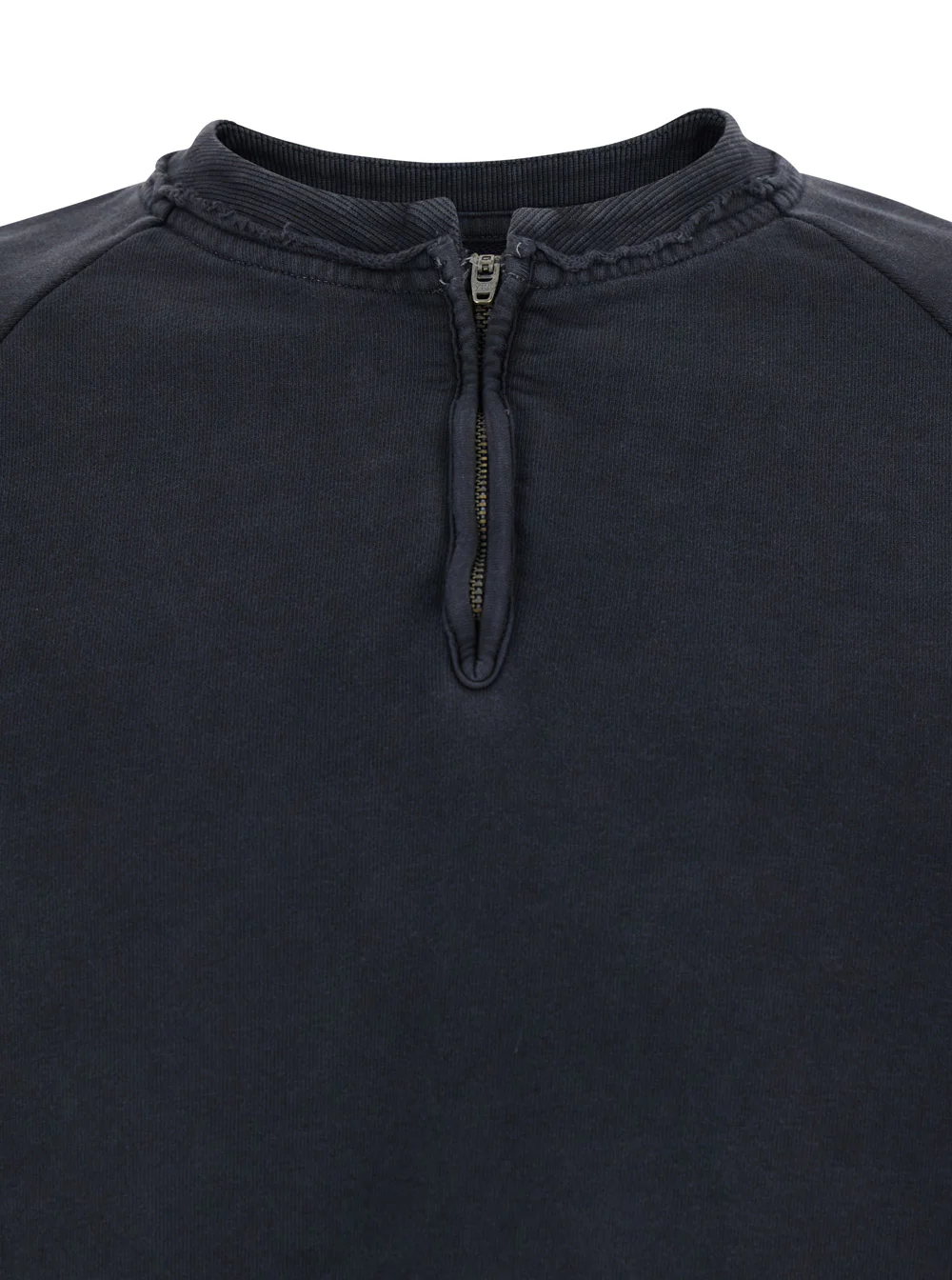 Tonywack Mens Black Cotton Crewneck Sweatshirt with Half Zip Closure Sweatshirts
