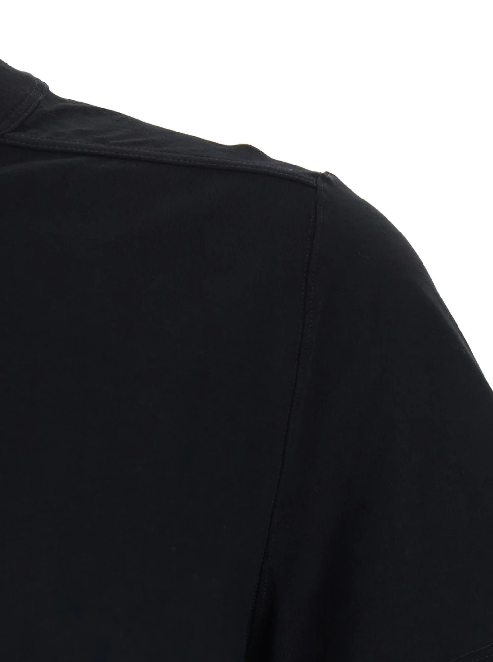 Rick Owens Mens Black Cotton Crew Neck T-Shirt with Tone-on-Tone Stitching Tshirts And Polo Shirts