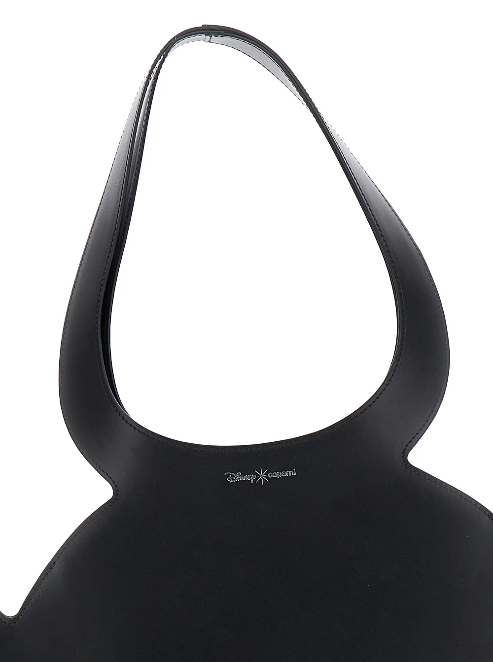 Coperni Mickey Black Handbag with Cut-Out Handle and Logo Lettering on the Front in Leather Woman Calf Hand Bags
