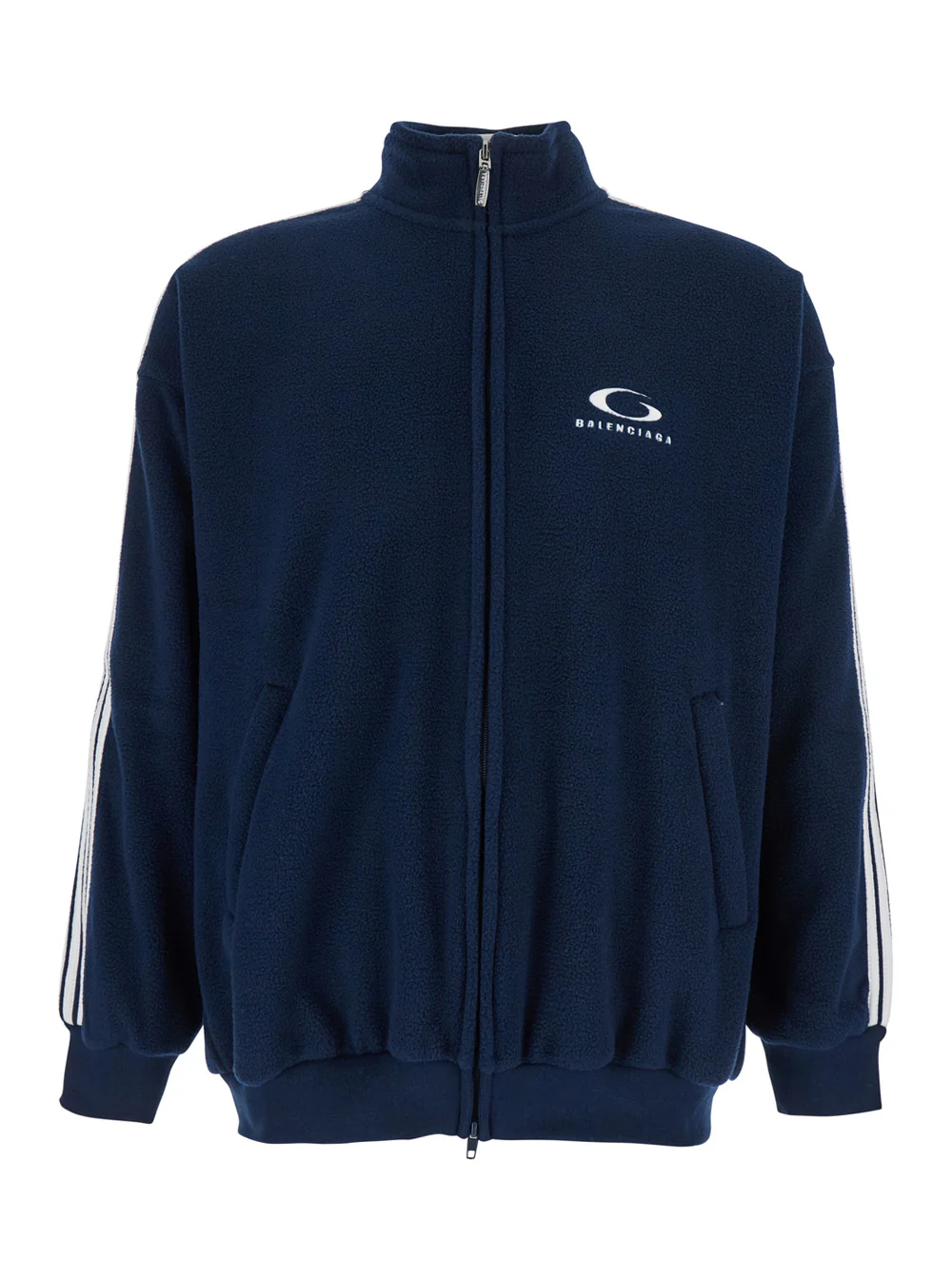 Balenciaga Blue Sweatshirt with Logo Detail on Front and Rear Striped the Sleeve in Tech Fabric Man Blu Polyester Sweatshirts
