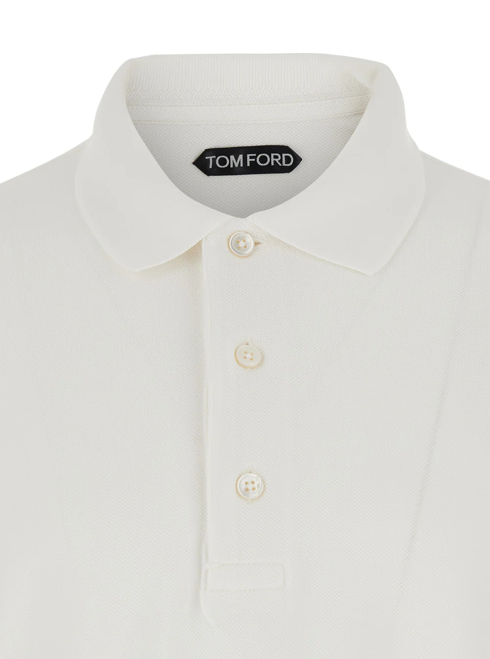Tom Ford White Polo Shirt with Classic Collar and Front Closure in Cotton Blend Men Tshirts