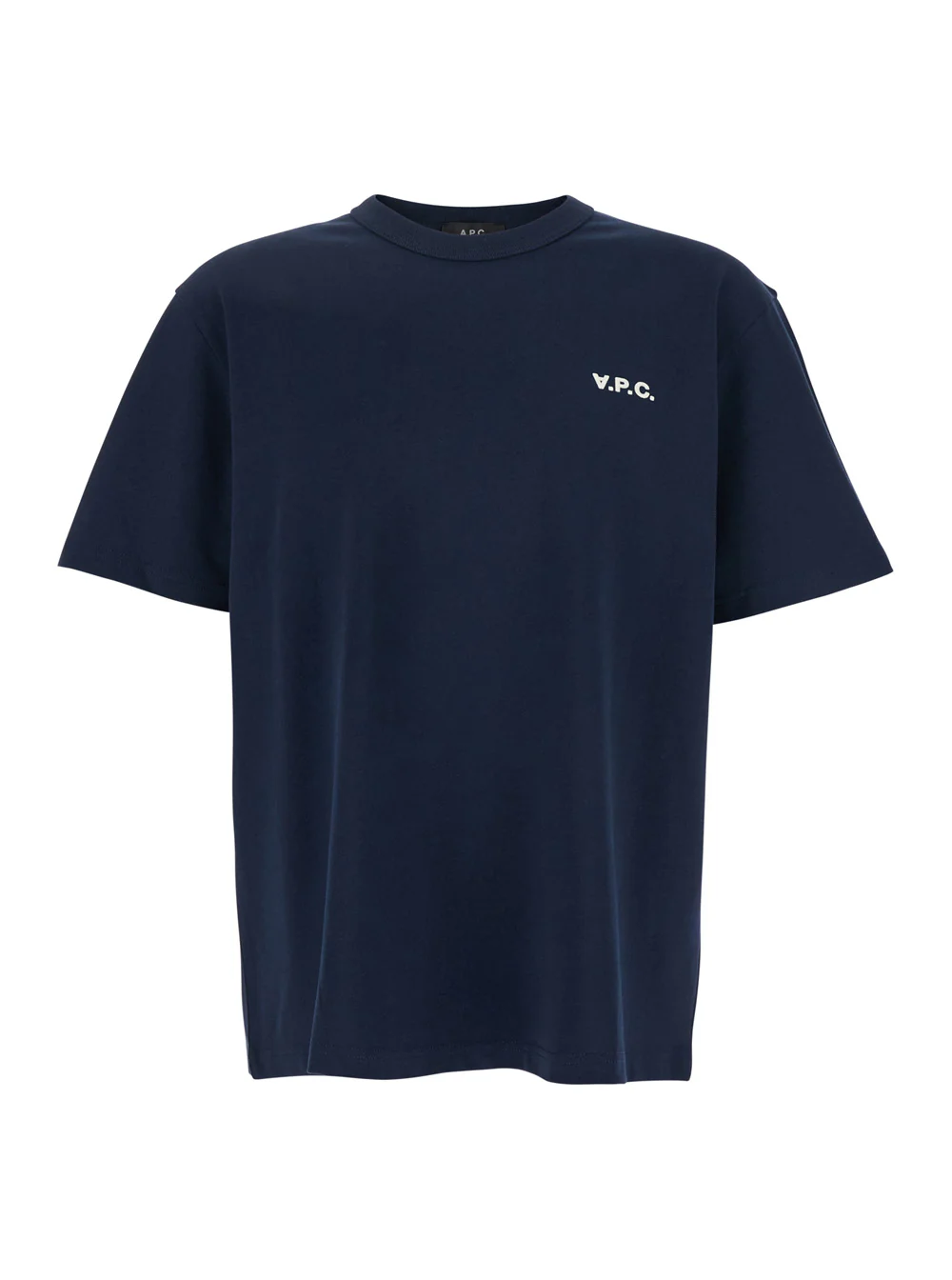 A.P.C. Blue T-Shirt with Embroidered Logo on the Front In Cotton for Men Blu Biological Tshirts And Polo Shirts