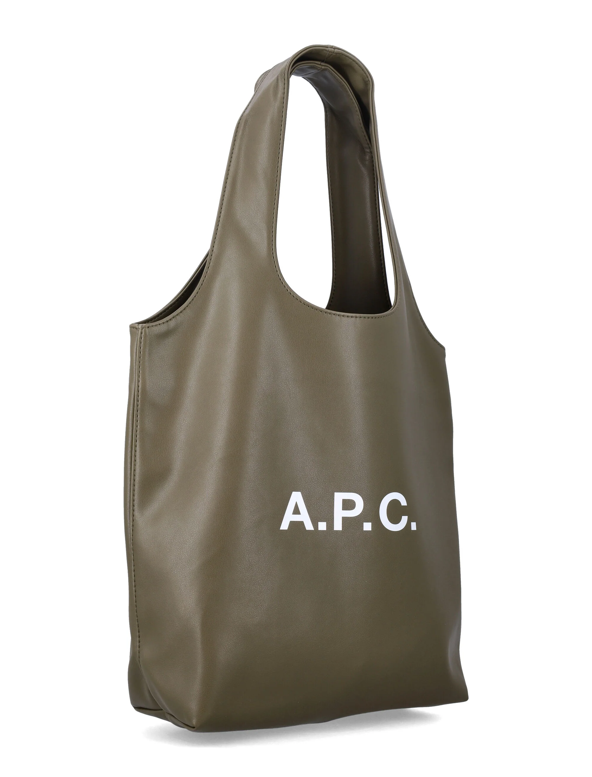 A.P.C. Ninon black small faux leather tote Khaki Polyurethane