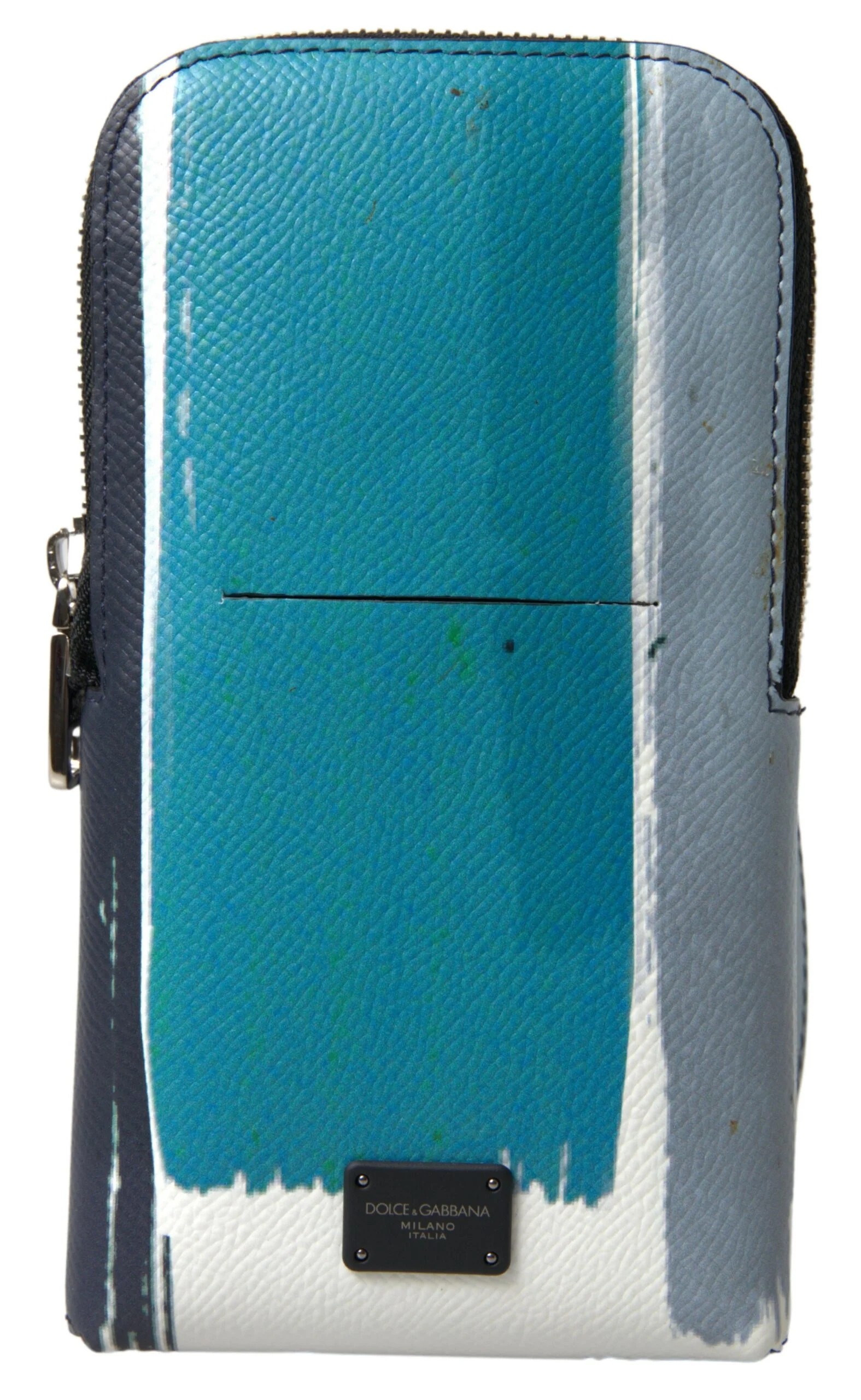 Dolce & Gabbana Blue Leather Purse Crossbody Sling Phone Bag Unisex And White