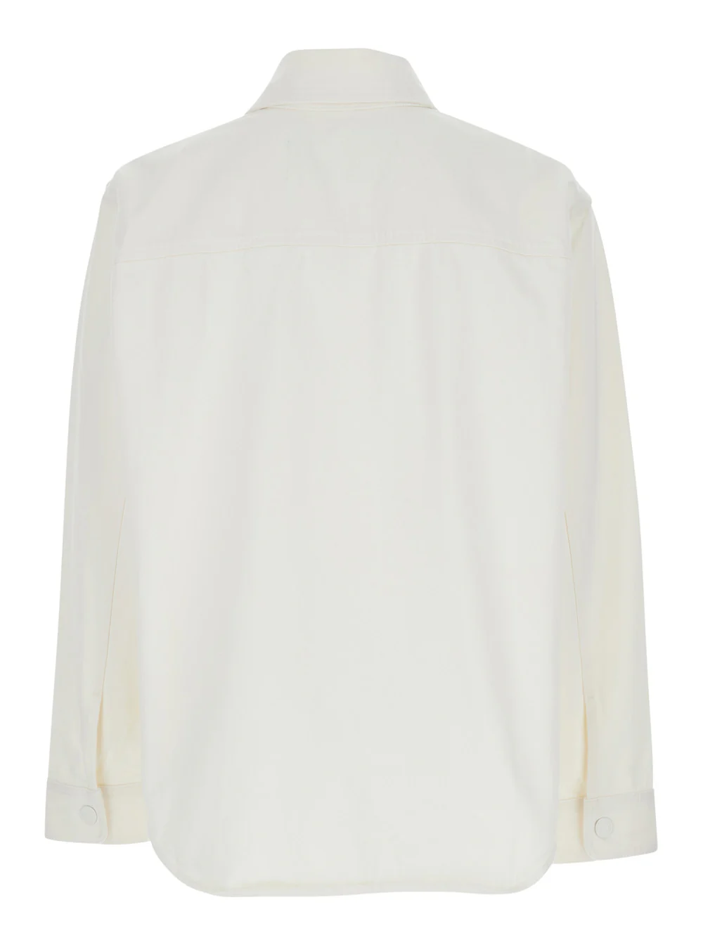 AMI Paris White Long-Sleeved Shirt with classic collar and AMI DE COEUR logo embroidered on the front in Cotton for men Blouses