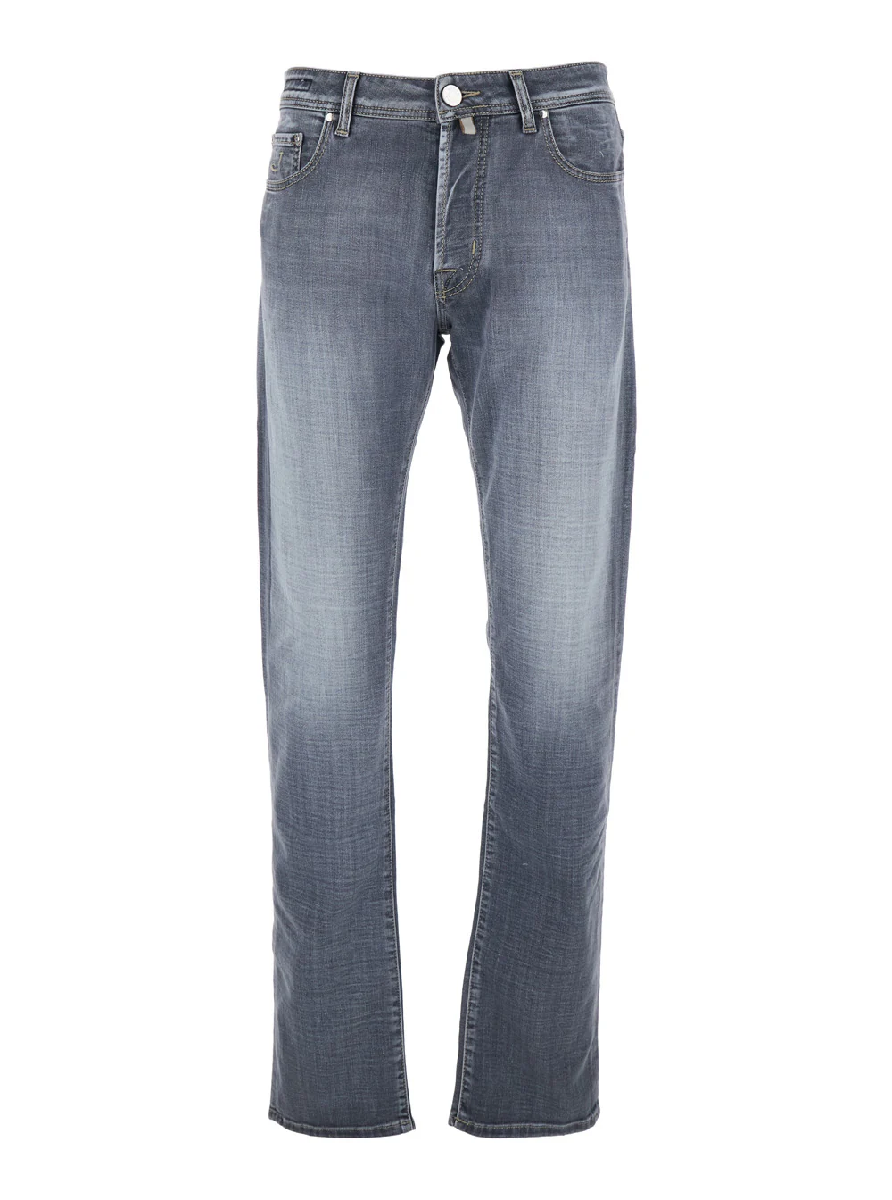 Jacob Cohen Jeans Bard with Belt Loops and Logo Patch on the Back in Faded Black Denim for Men Grey Cotton Emerald Elastane