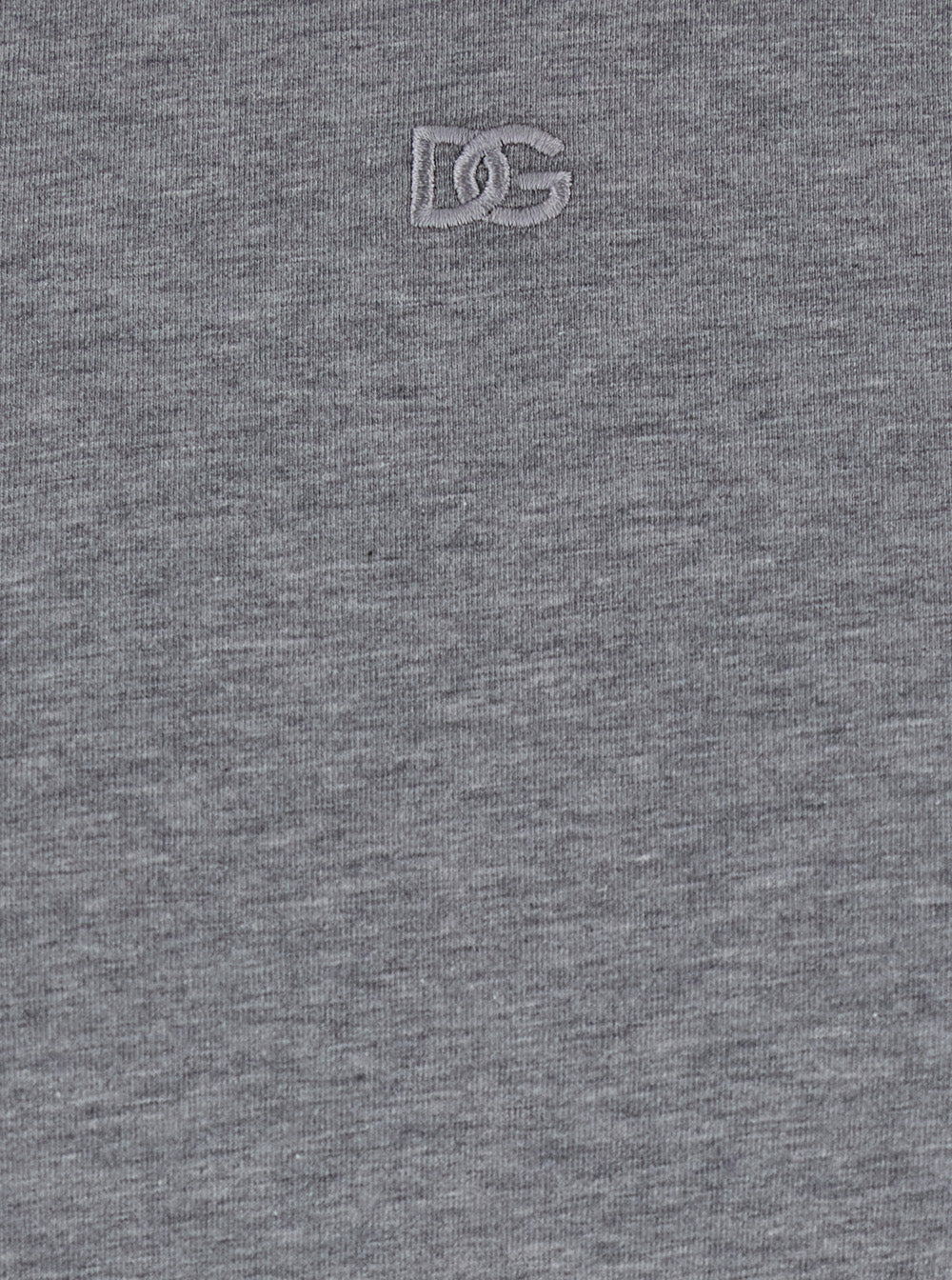 Dolce & Gabbana Grey Crewneck T-Shirt with Tonal Logo Lettering Embroidery on the Front in Cotton Stretch Man Elastane Tshirts And Polo Shirts