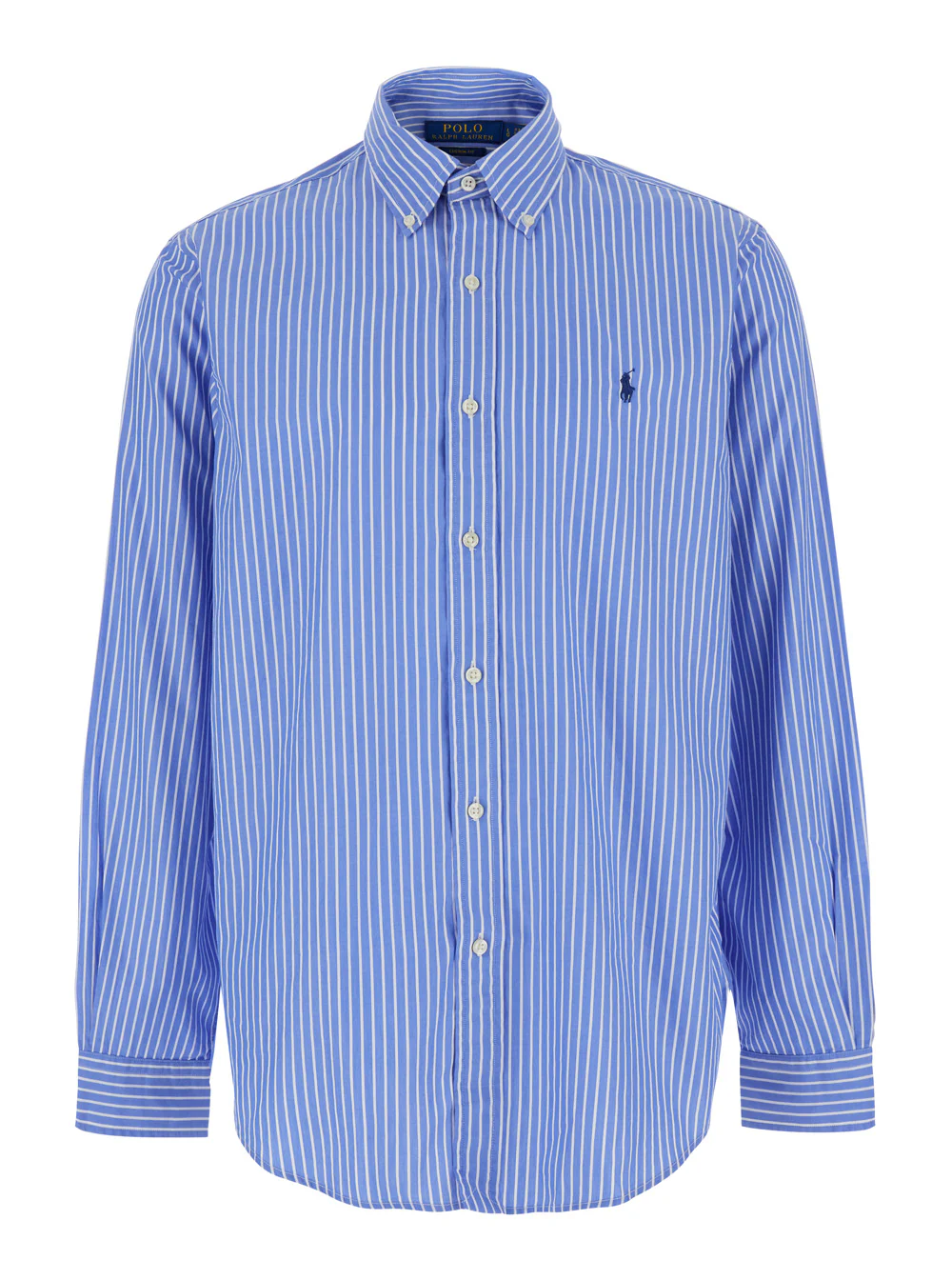 Polo Ralph Lauren Riga Lavata Blue Classic Collar Long Sleeve Cotton Shirt For Men Blu And Blouses