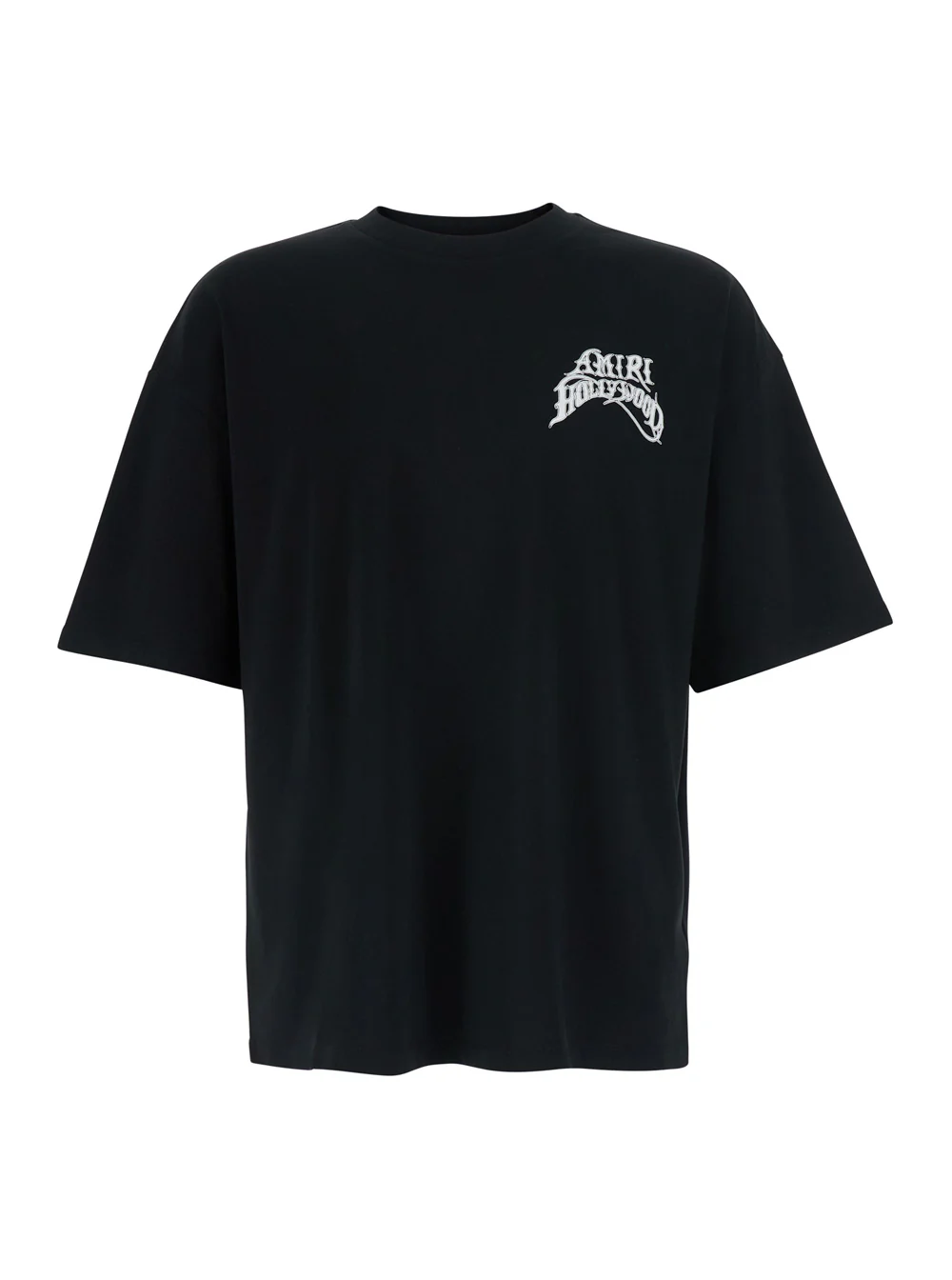 Amiri Black T-Shirt With Round Neck And Logo On The Front Cotton For Men Tshirts Polo Shirts