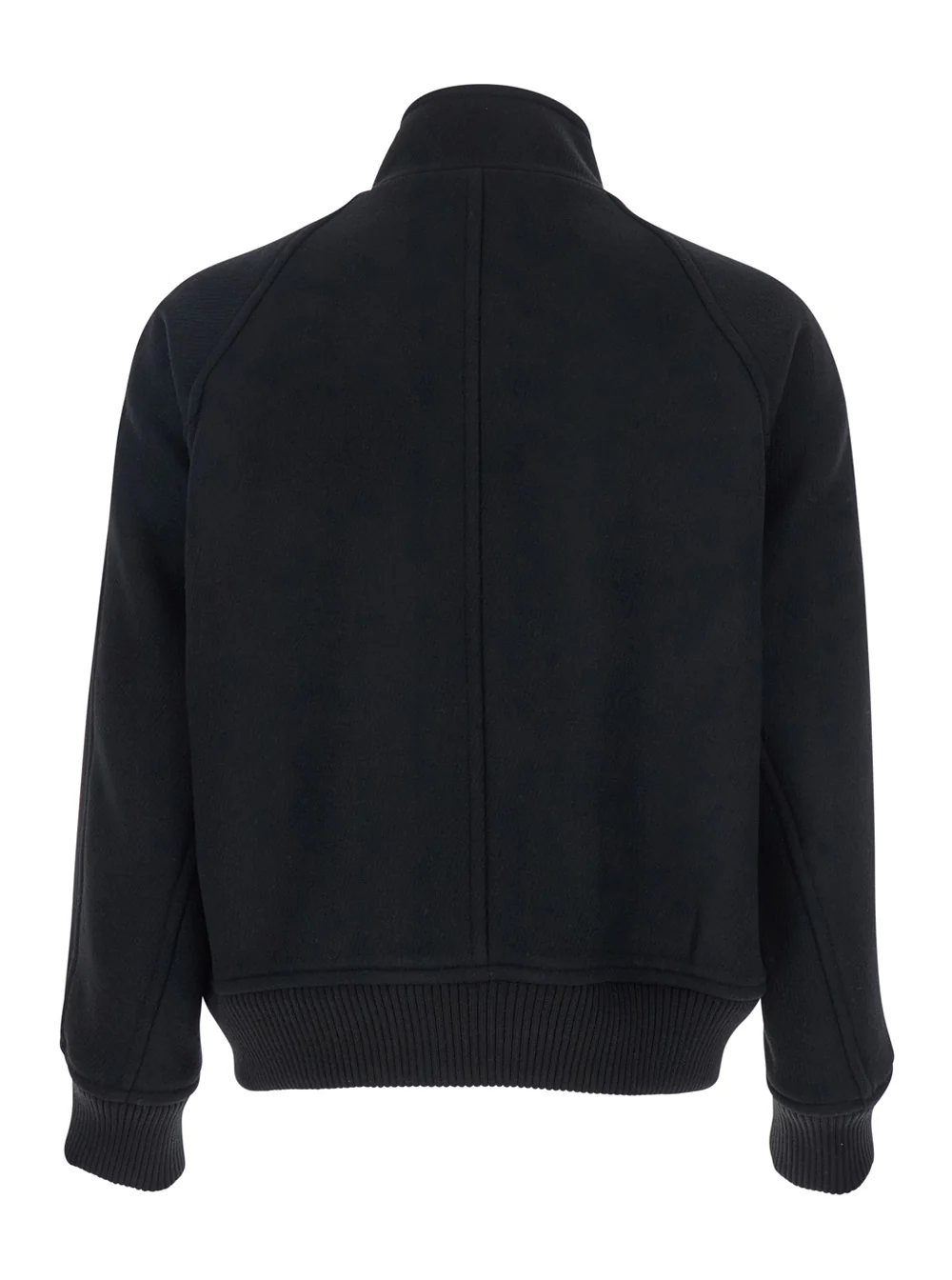 After Pray Regards Black Jacket with Front Zip Closure in Wool Blend Man Nylon Outerwear