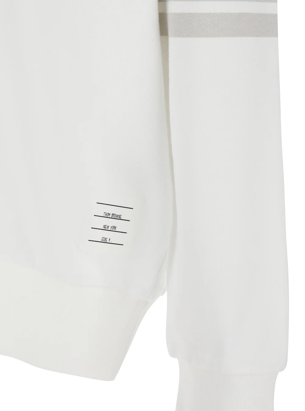 Thom Browne Hooded Sweatshirt with Drawstring and 4Bar Logo on the Sleeve in White Cotton for Men Sweatshirts