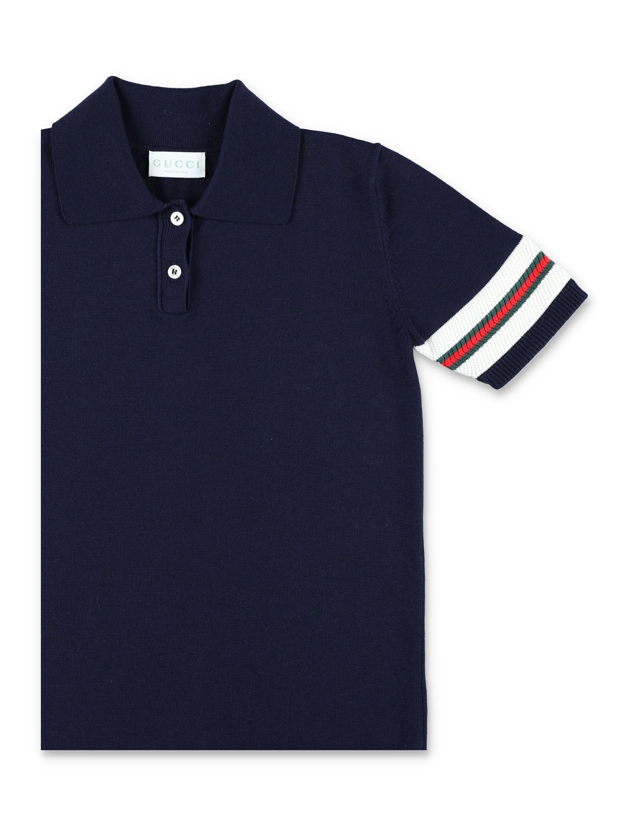 Gucci Web Stripe Polo Dress For Girls Ink/white Cotton