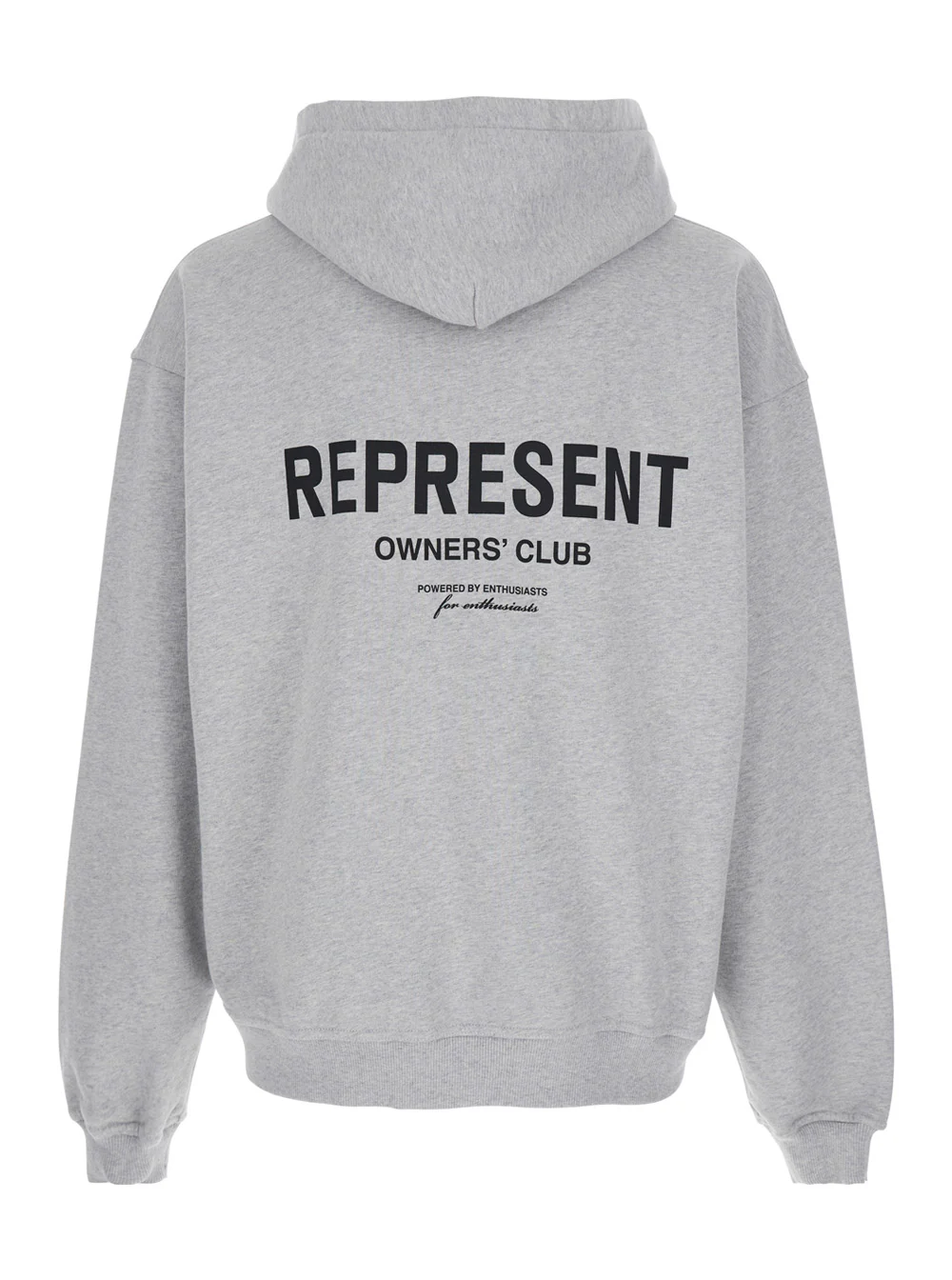 Represent Gray Zip Hoodie with Logo on Front and Back for Men Grey Cotton Sweatshirts