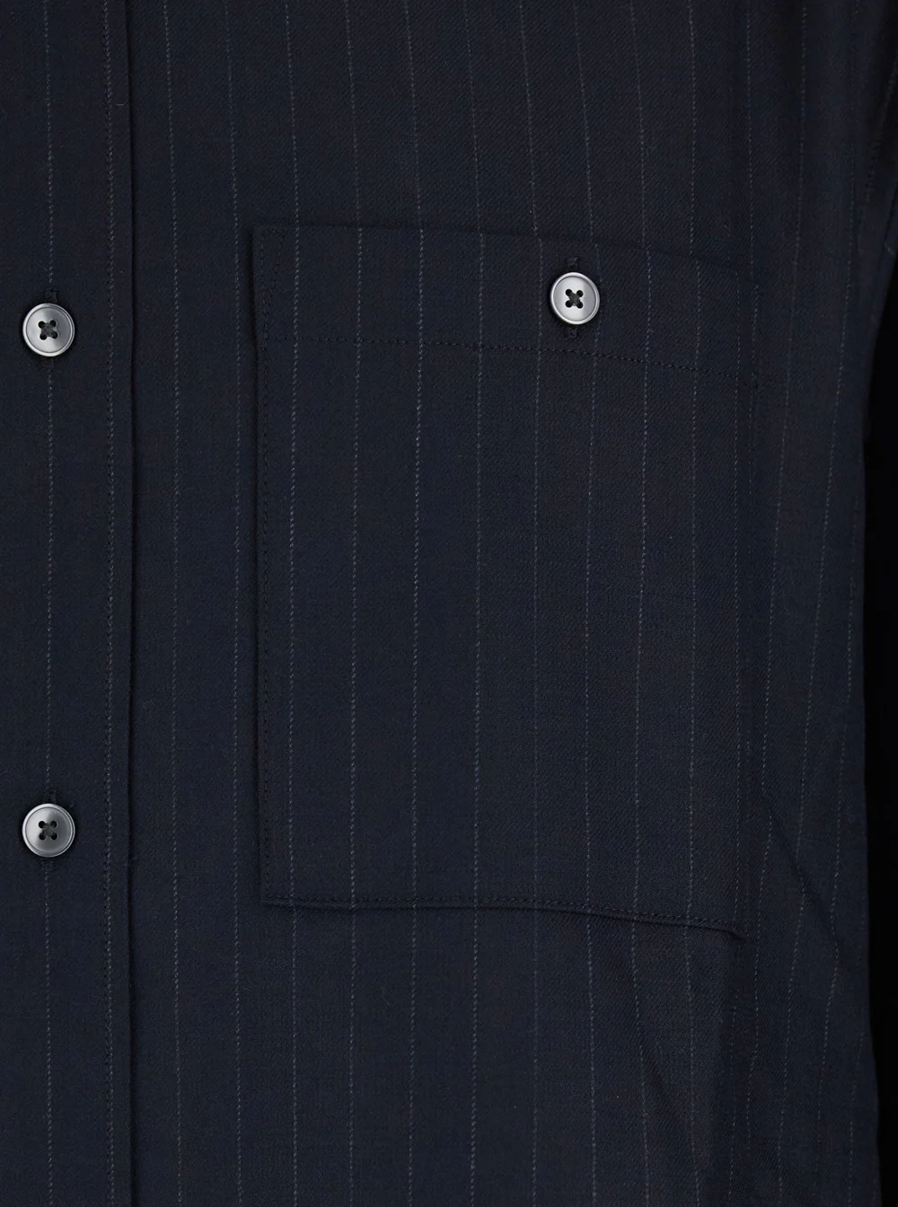 Tonywack Blue Pinstriped Shirt with Pointed Collar in Wool Blend Man Blu Polyester And Blouses