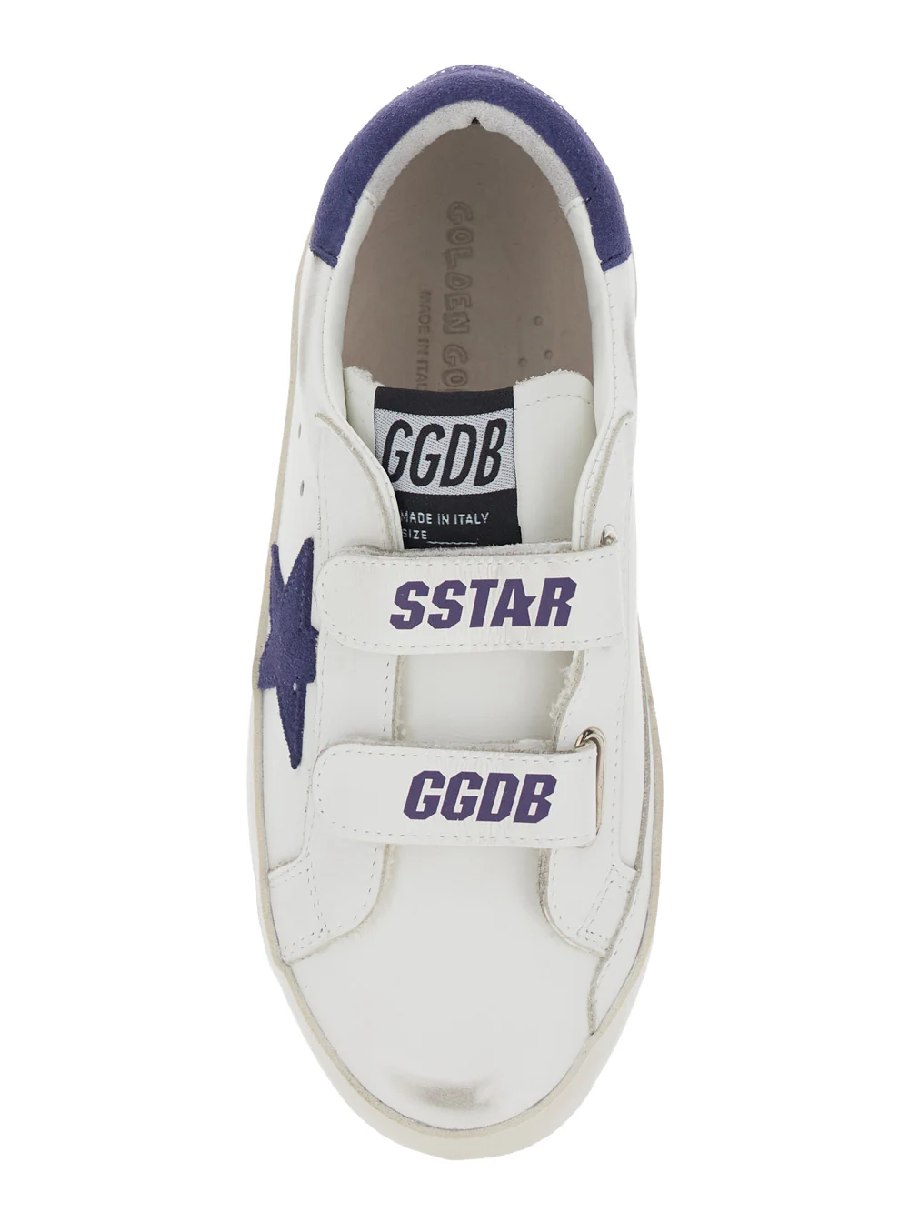 Golden Goose Kids Low Top Old School Sneakers with Side Star Patch in White Leather for Kids Cow