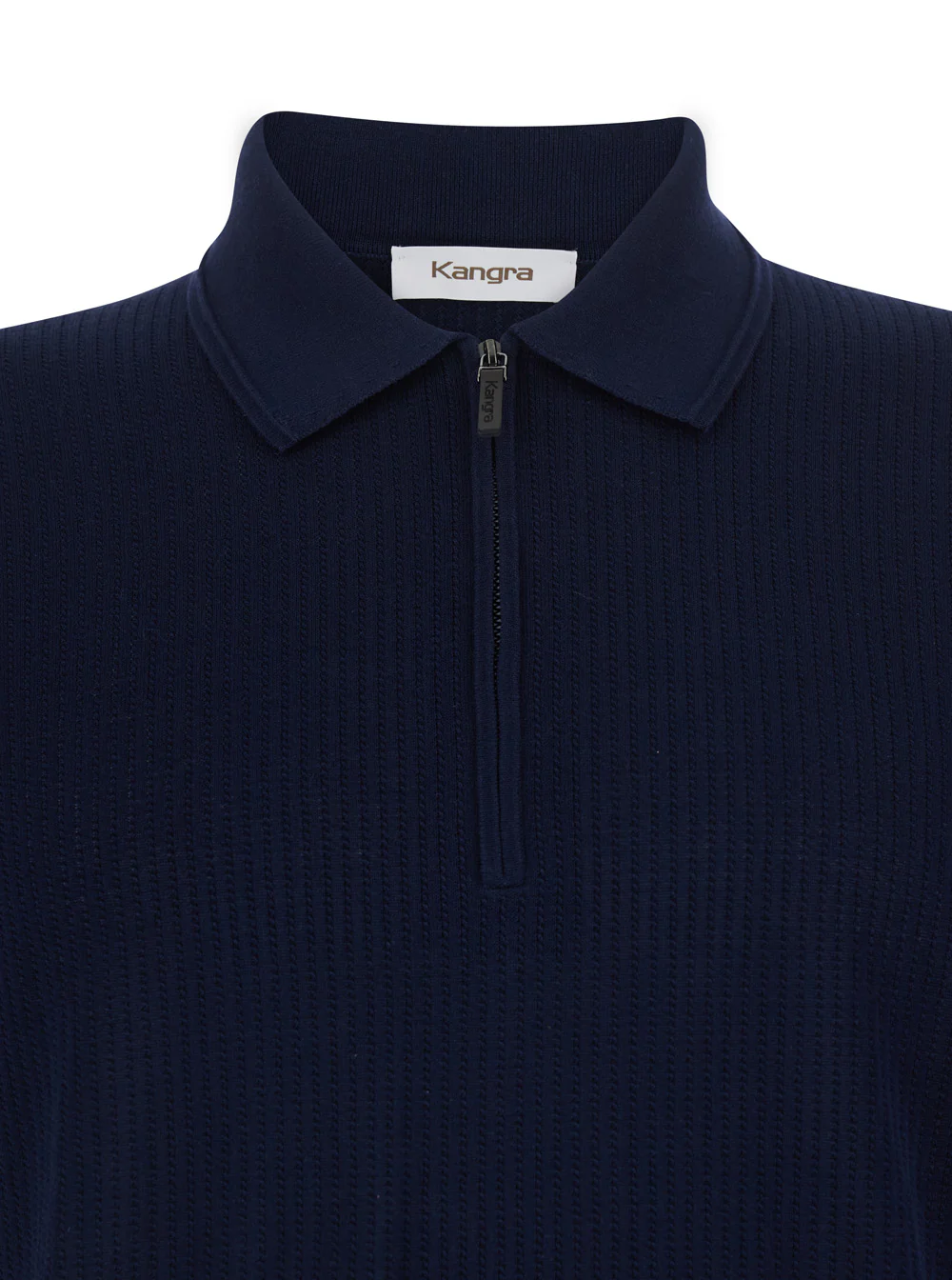 Kangra Polo Shirt With Zip And Blue Collar Unisex Blu Tshirts Kangra Polo Shirt With Zip And Blue Collar Unisex Blu Tshirts
