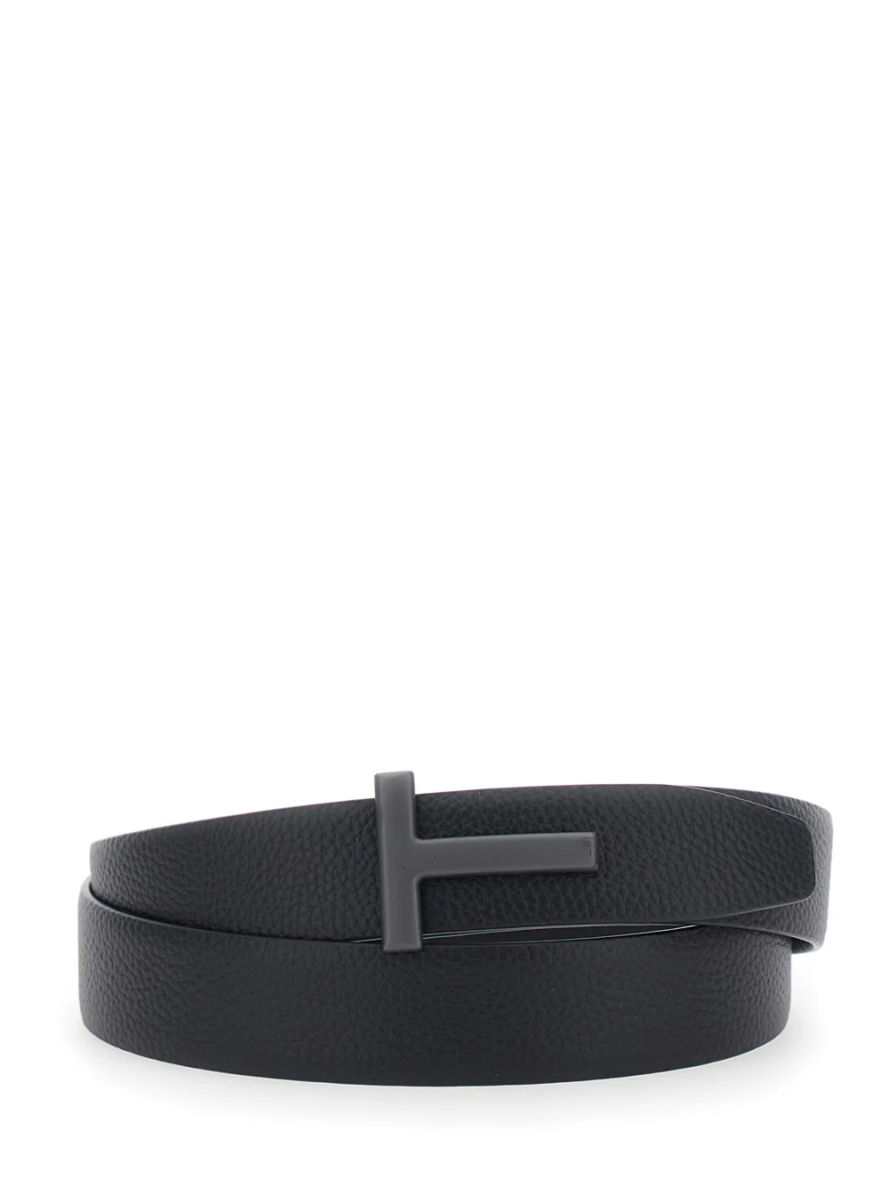 Tom Ford 3cm Soft Grainy Leather Black Calf Belt