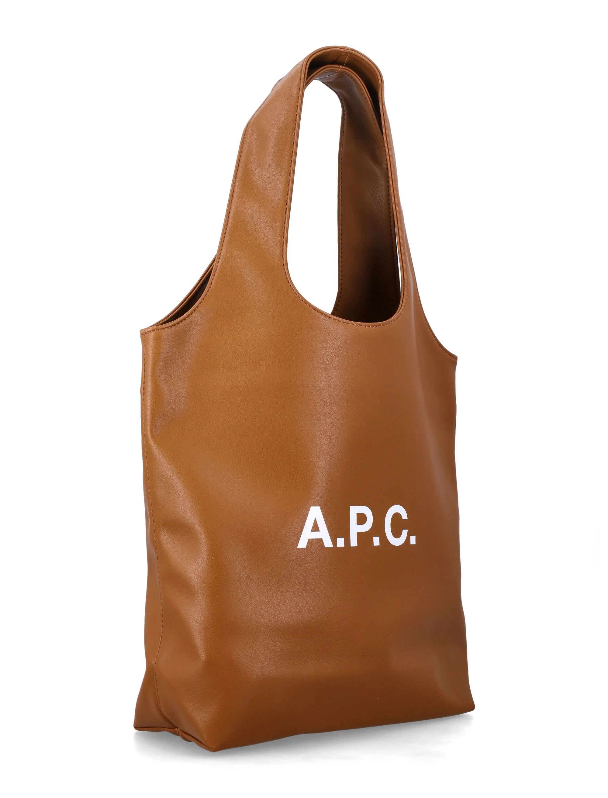 A.P.C. Ninon black small faux leather tote Camel Polyurethane