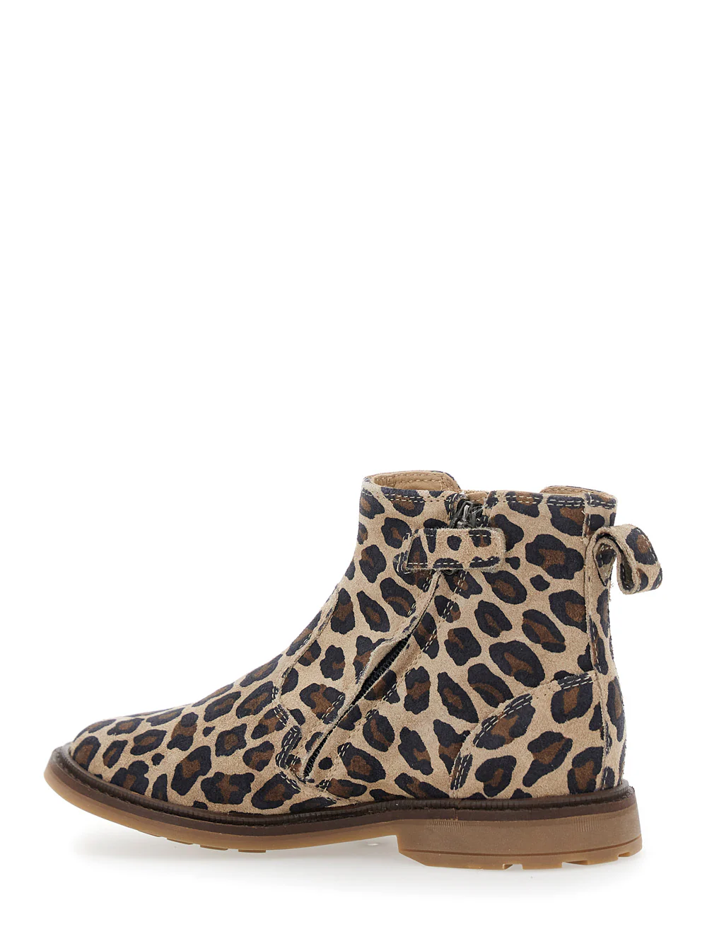 Pom D'Api Kids Multicolor Ankle Boots with Side Logo and Leopard Motif in Fabric Girl Rubber