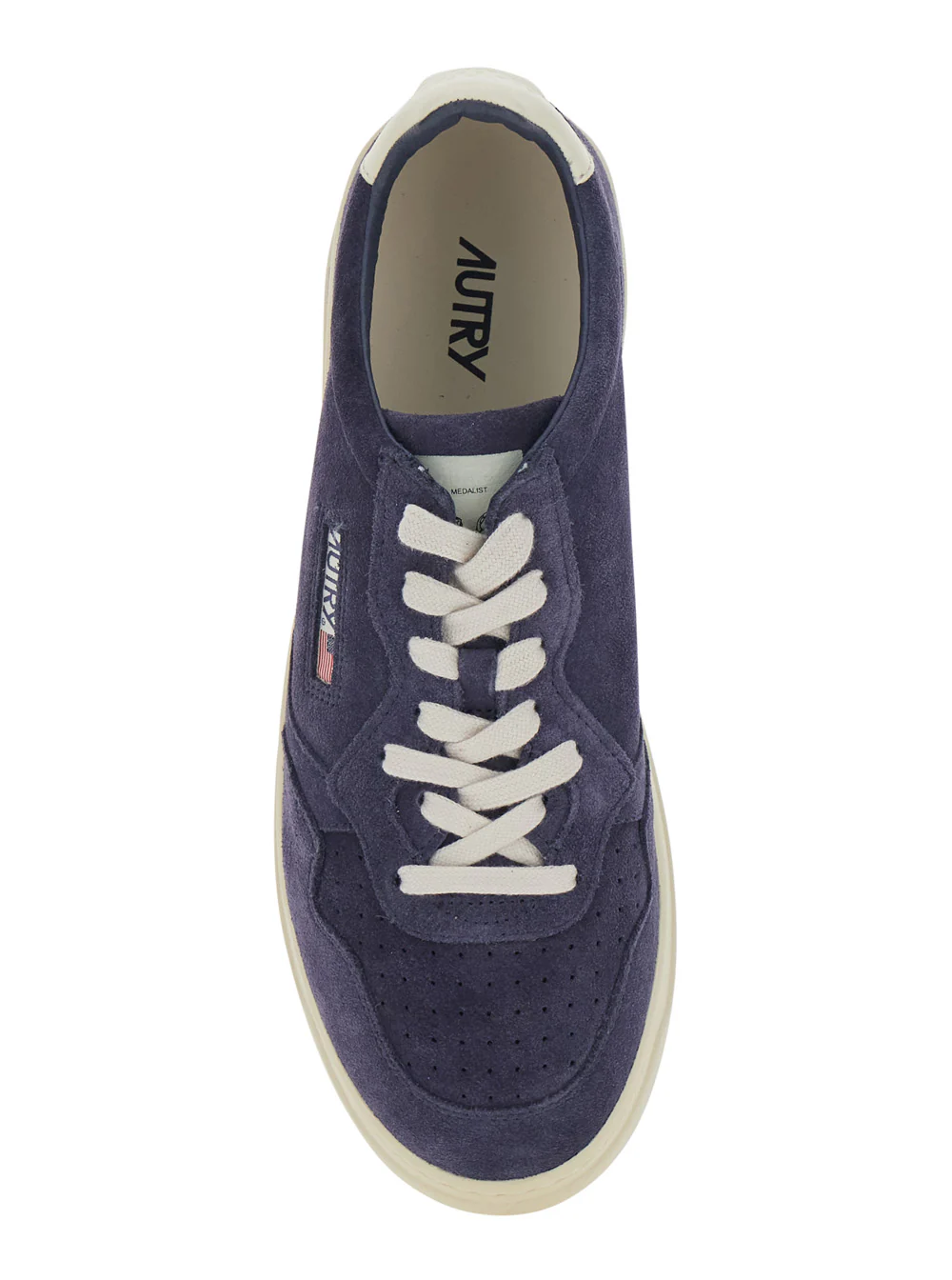 Autry Medalist Blue Sneaker Low Top with Logo Patch on the Tongue and Suede Details Men Blu Cow