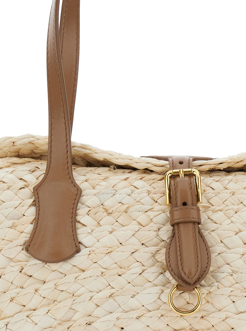 Dolce & Gabbana Beige Shoulder Bag with Two Top Handles and Interwoven Design in Raffia Woman Mais Calf