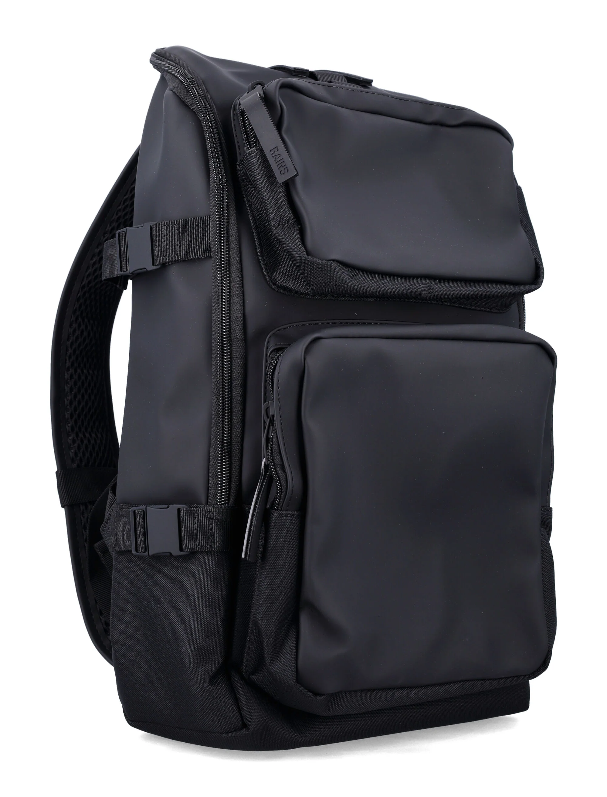 Rains Trail Cargo Waterproof Backpack Black Polyester Coating