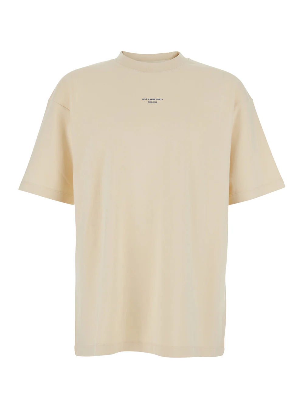 DrôLe De Monsieur T-Shirt Le Slogan Classique Beige with Front Print for Men Cotton Tshirts And Polo Shirts