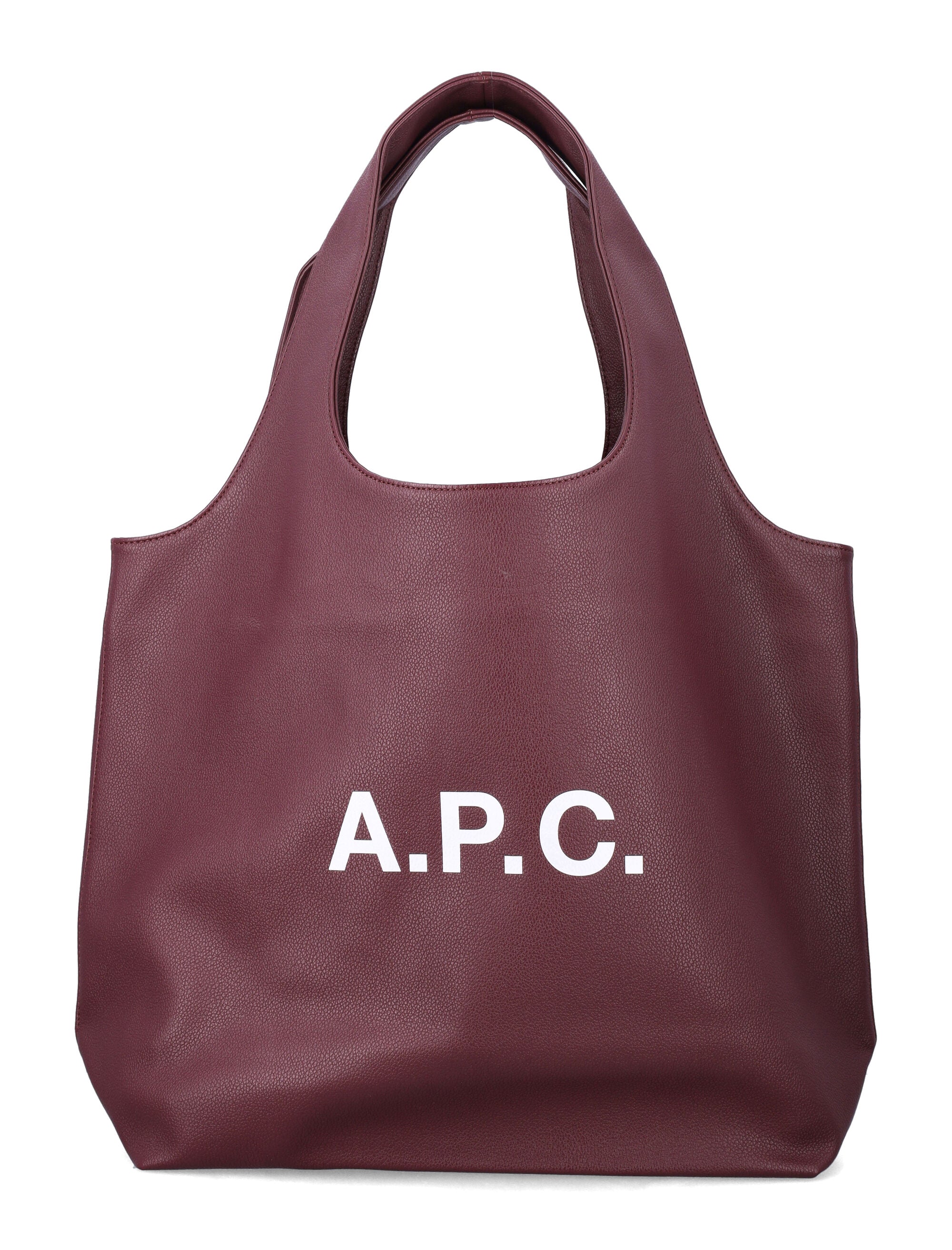A.P.C. Ninon tote bag grained recycled leather-like Aubergine Polyurethane