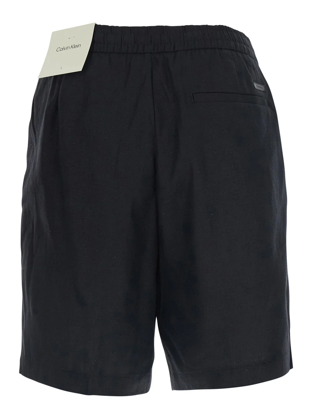 Calvin Klein Shorts STRAIGHT LINEN 7 PULL ON Black in and Cotton Men Bermuda