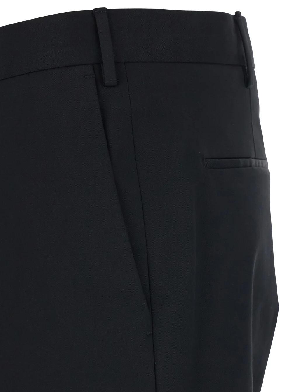 Pt Torino Black Trousers with Belt Loops and Welt Pockets on the Back in Cotton for Men Elastane