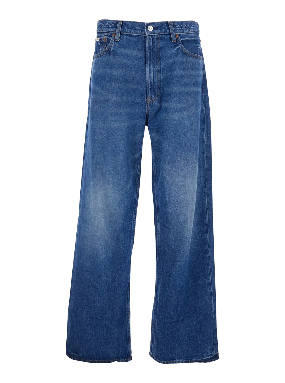 Calvin Klein Wide Leg Jeans with Logo Patch on the Back in Blue Denim for Men Blu