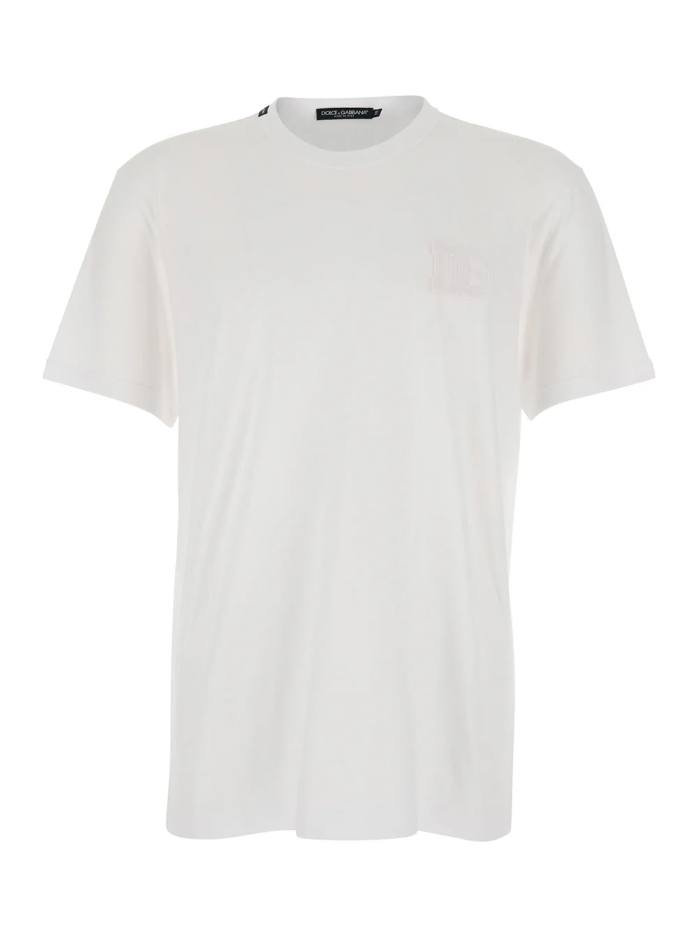 Dolce & Gabbana White T-shirt with DG Logo In Cotton for Men Tshirts And Polo Shirts